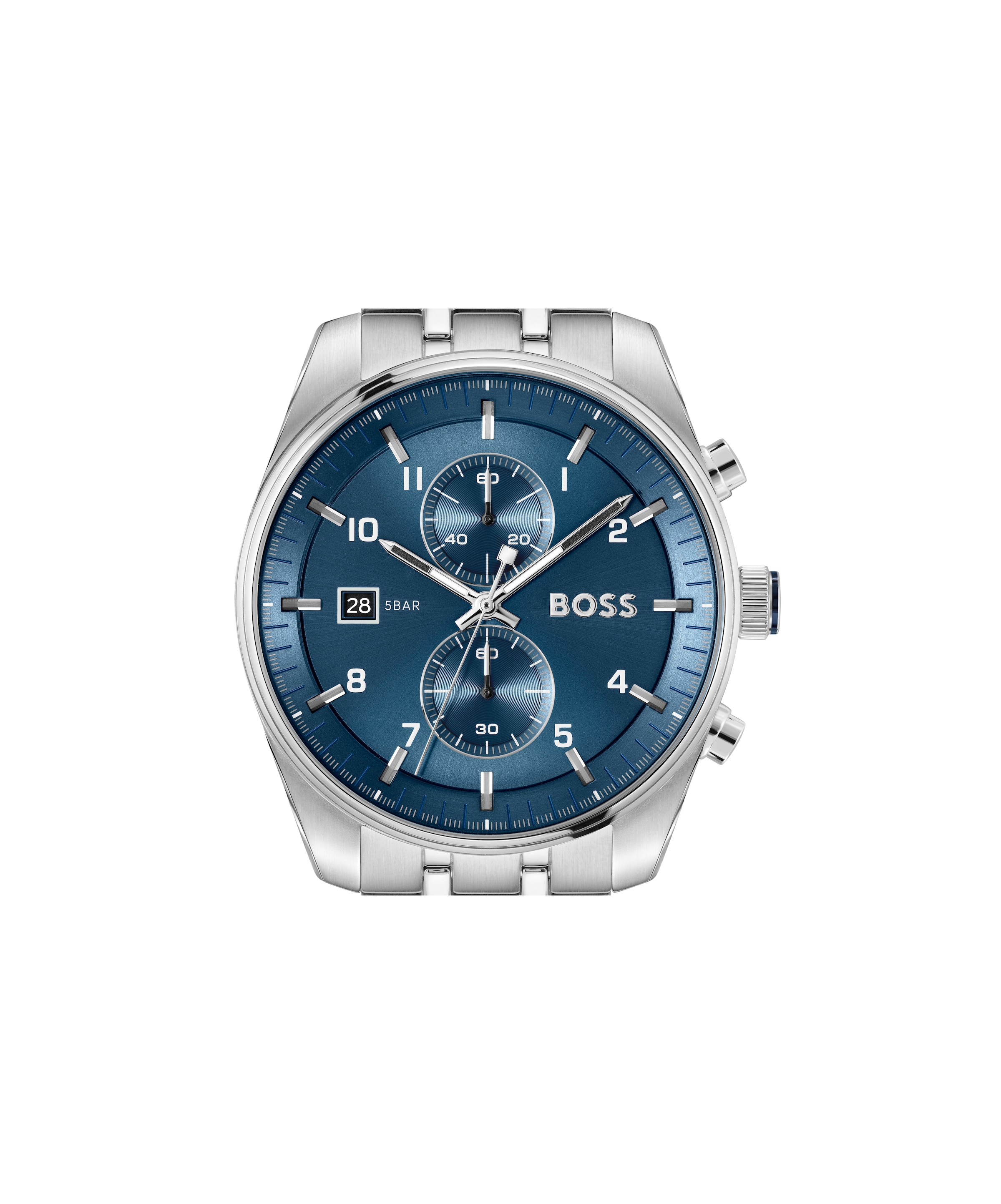 BOSS Chronograph »SKYTRAVELLER« Quarzuhr, Armbanduhr, Herrenuhr, Edelstahlarmband, analog, Tag