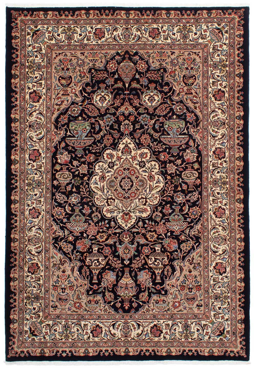 morgenland Wollteppich »Kaschmar Medaillon Nero 290 x 202 cm«, rechteckig, günstig online kaufen