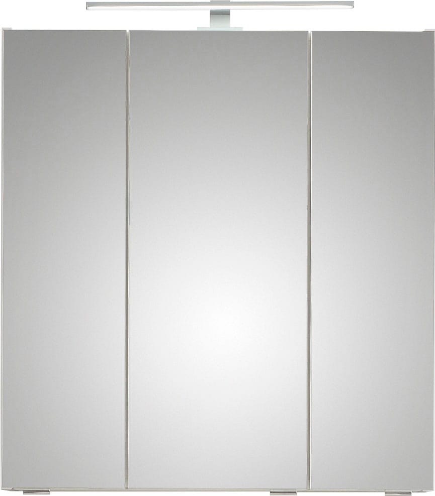 Saphir Badmöbel-Set »Quickset 3-teilig, Waschbeckenunterschrank mit LED-Spiegelschrank«, (7 St.), Midischrank, inkl. Türdämpfer, 7 Türen, 1 Nische, Bad-Set, grifflos