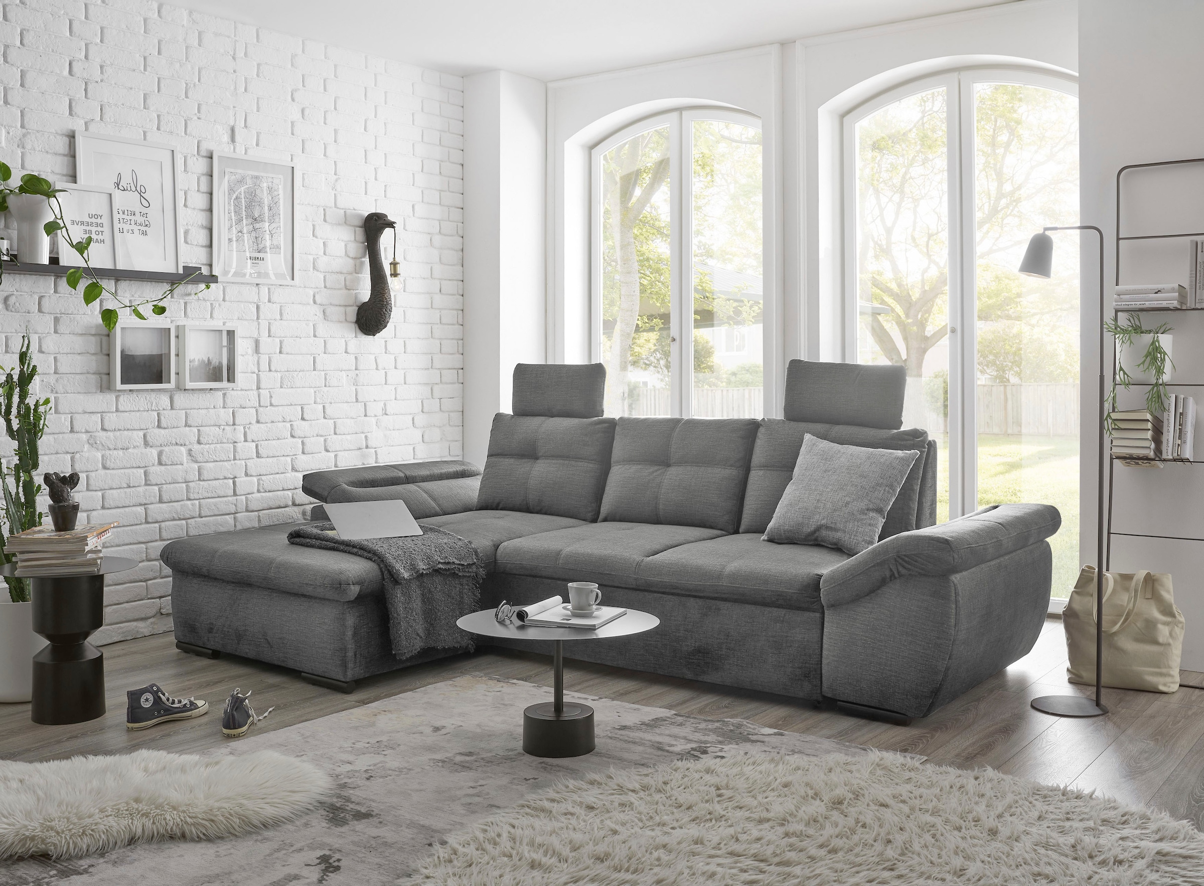 ED EXCITING DESIGN Ecksofa »Alija L-Form«, mit Bettfunktion, Armteilverstel günstig online kaufen