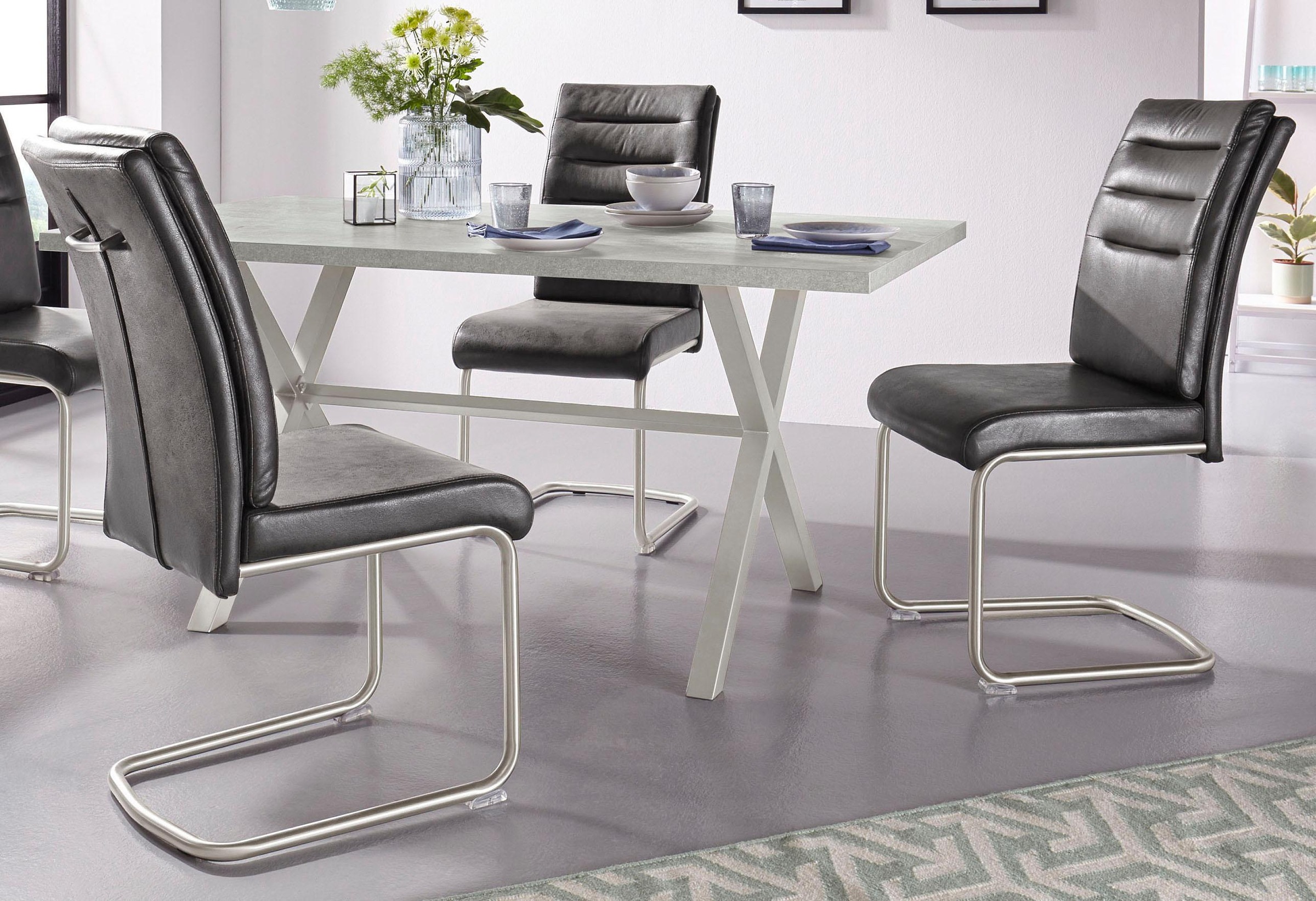 HELA Esszimmerstuhl »Paula Freischwinger« (Set) 2 Stk.mit Echtedelstahlgest günstig online kaufen