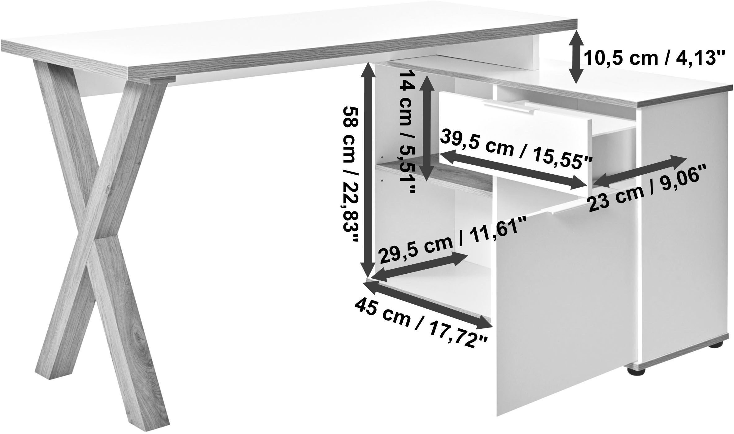Jahnke Eckschreibtisch »X-CLUB C 40 E« 1 Stk. tlg. wechselseitig montierbar, X-Gestell
