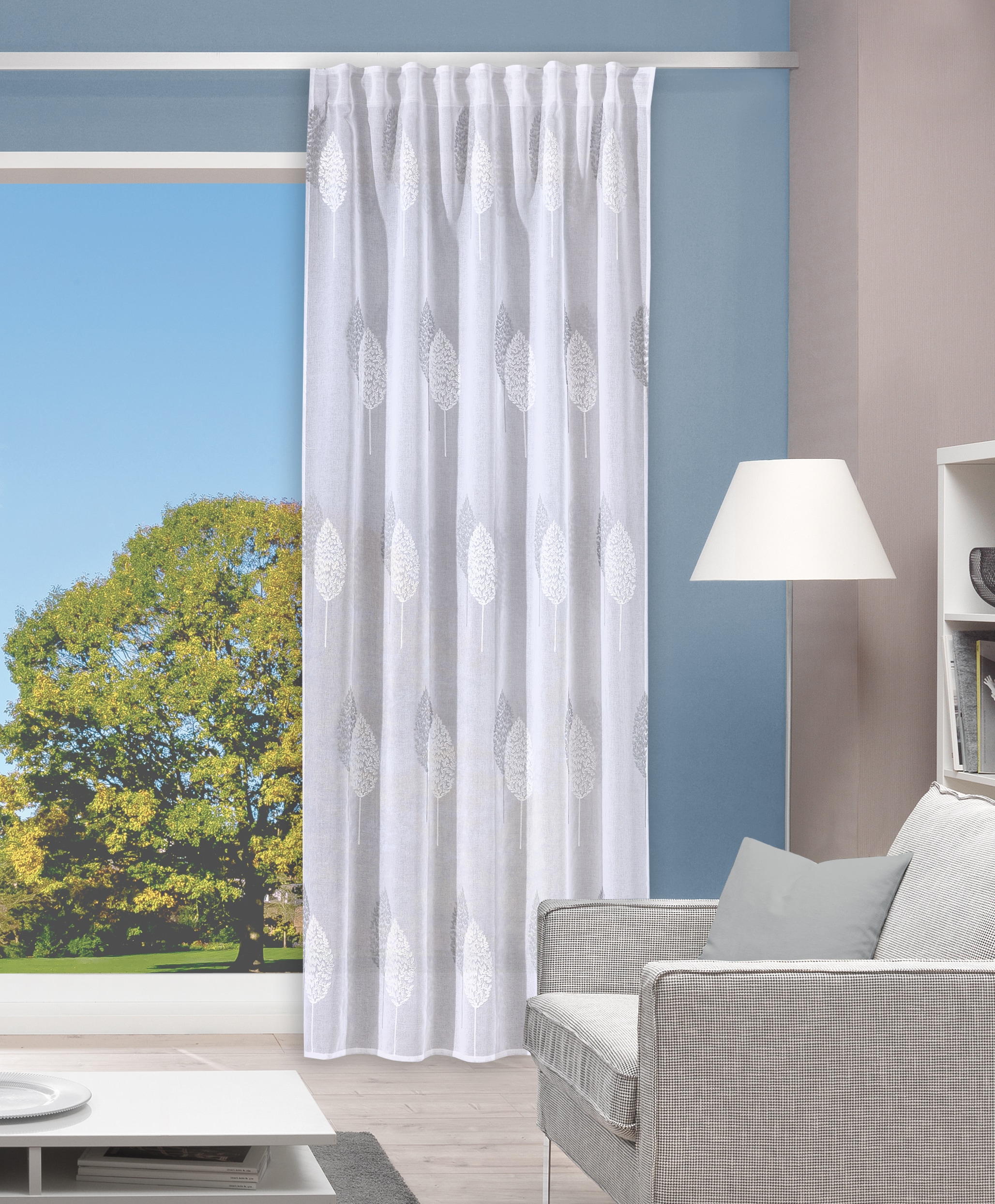 HOME WOHNIDEEN Gardine »ALAVARO«, (1 St.), HxB: 245x140, Kombibandschal günstig online kaufen