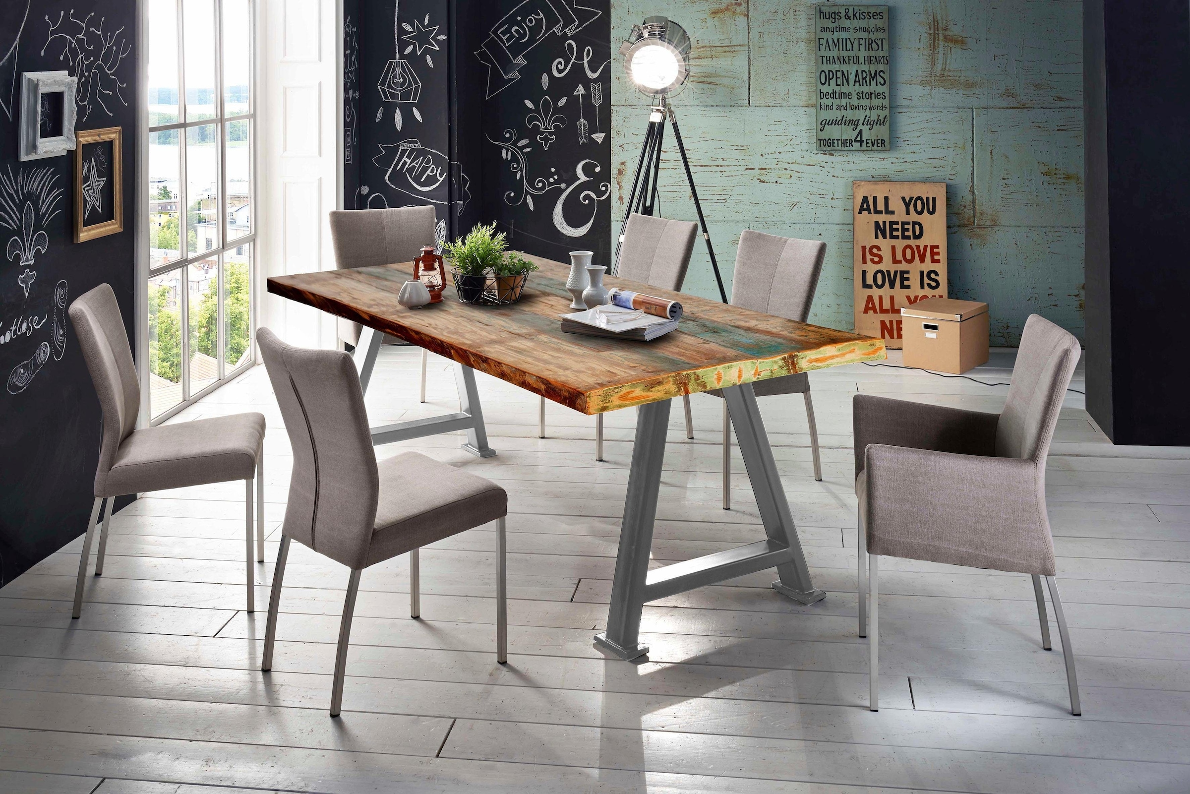 Bild von SIT Esstisch »Tops&Tables«, mit Platte aus recyceltem Altholz mit Farbresten, Shabby Chic, Vintage