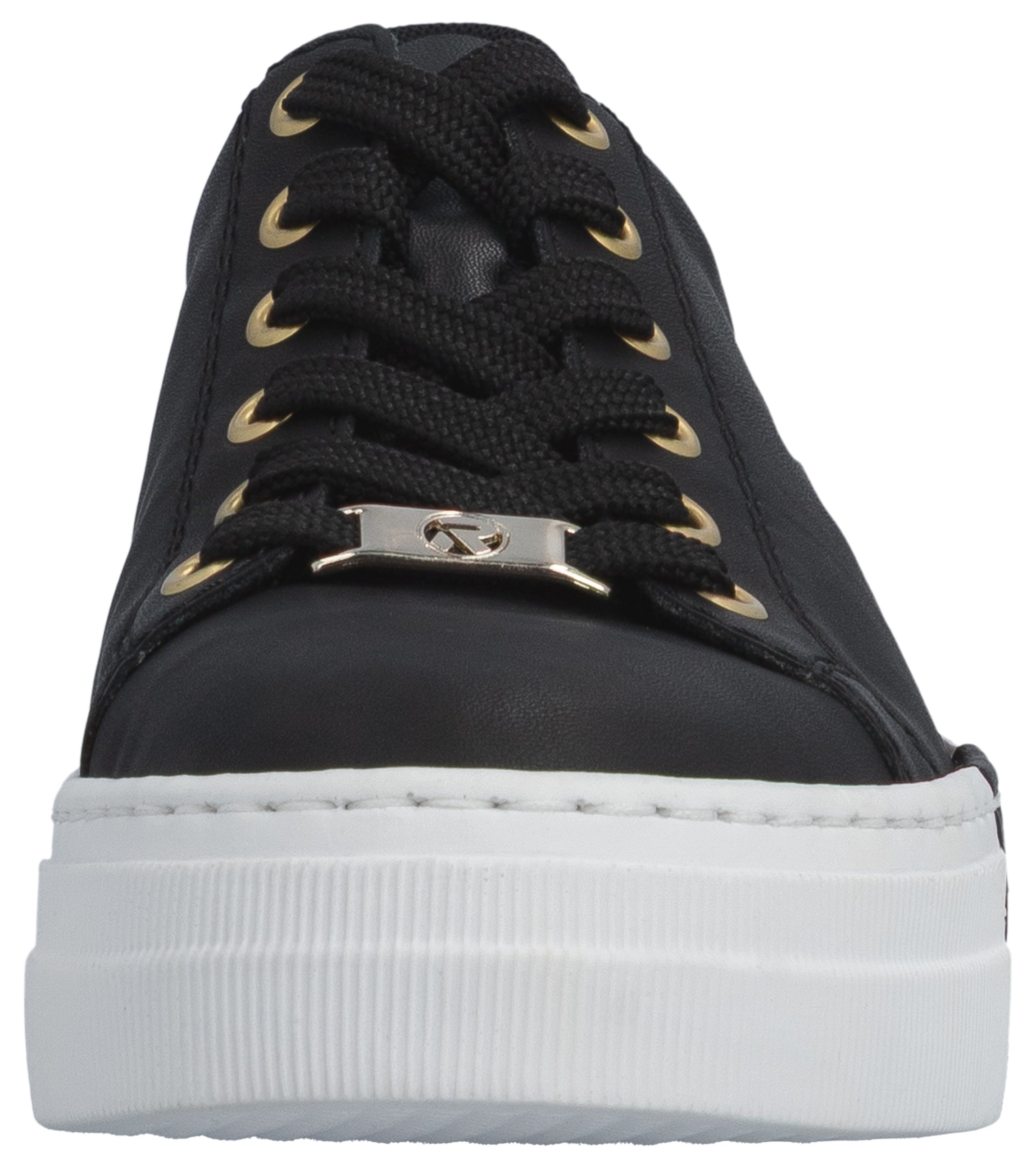 Rieker Plateausneaker  mit Metallic-Fersenkappe, Freizeitschuh, Halbschuh, Schnürschuh