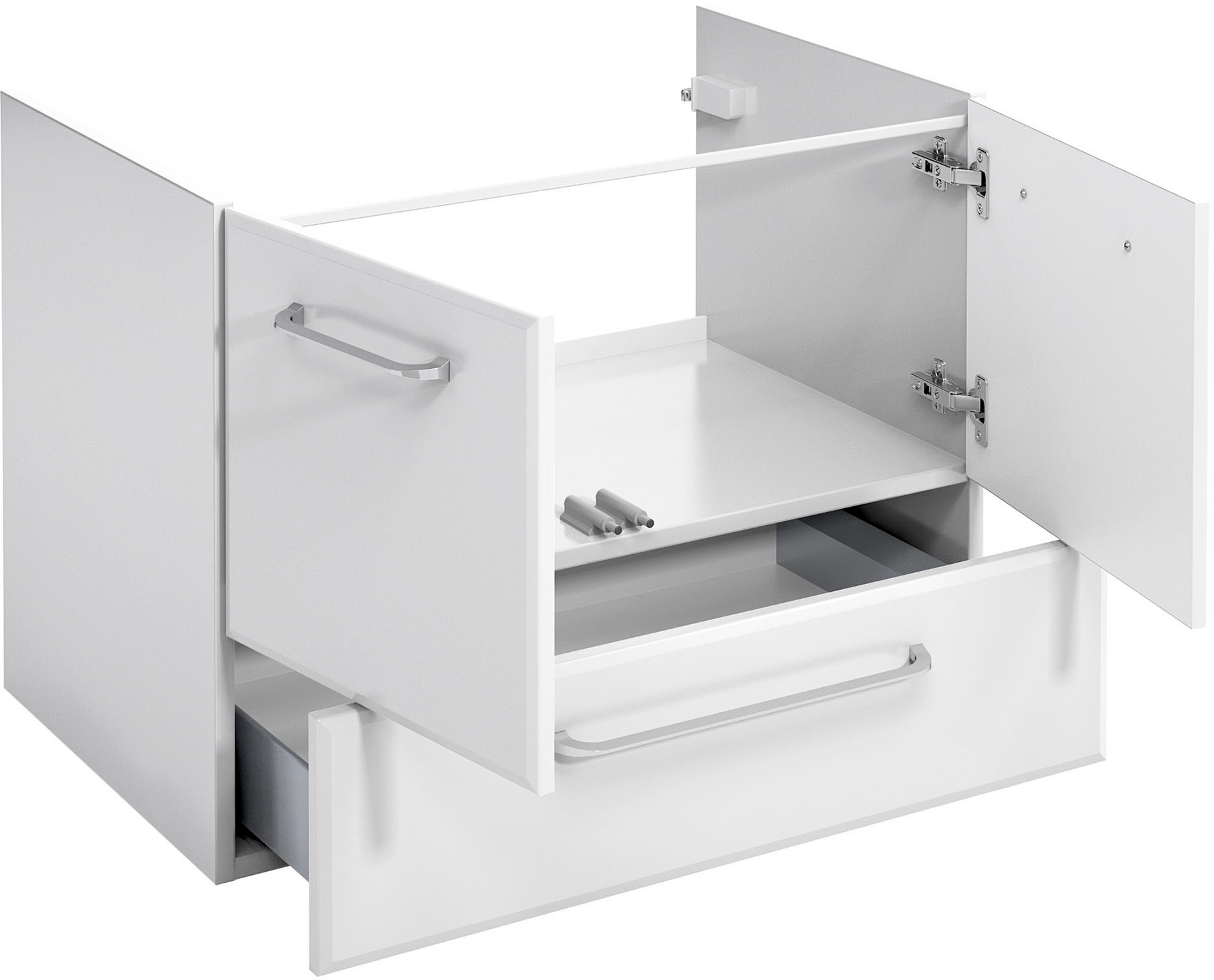 Saphir Badmöbel-Set »Quickset 341 3-teilig, Keramik-Waschtisch und LED-Spiegelschrank« Set, 3 Stk. tlg.