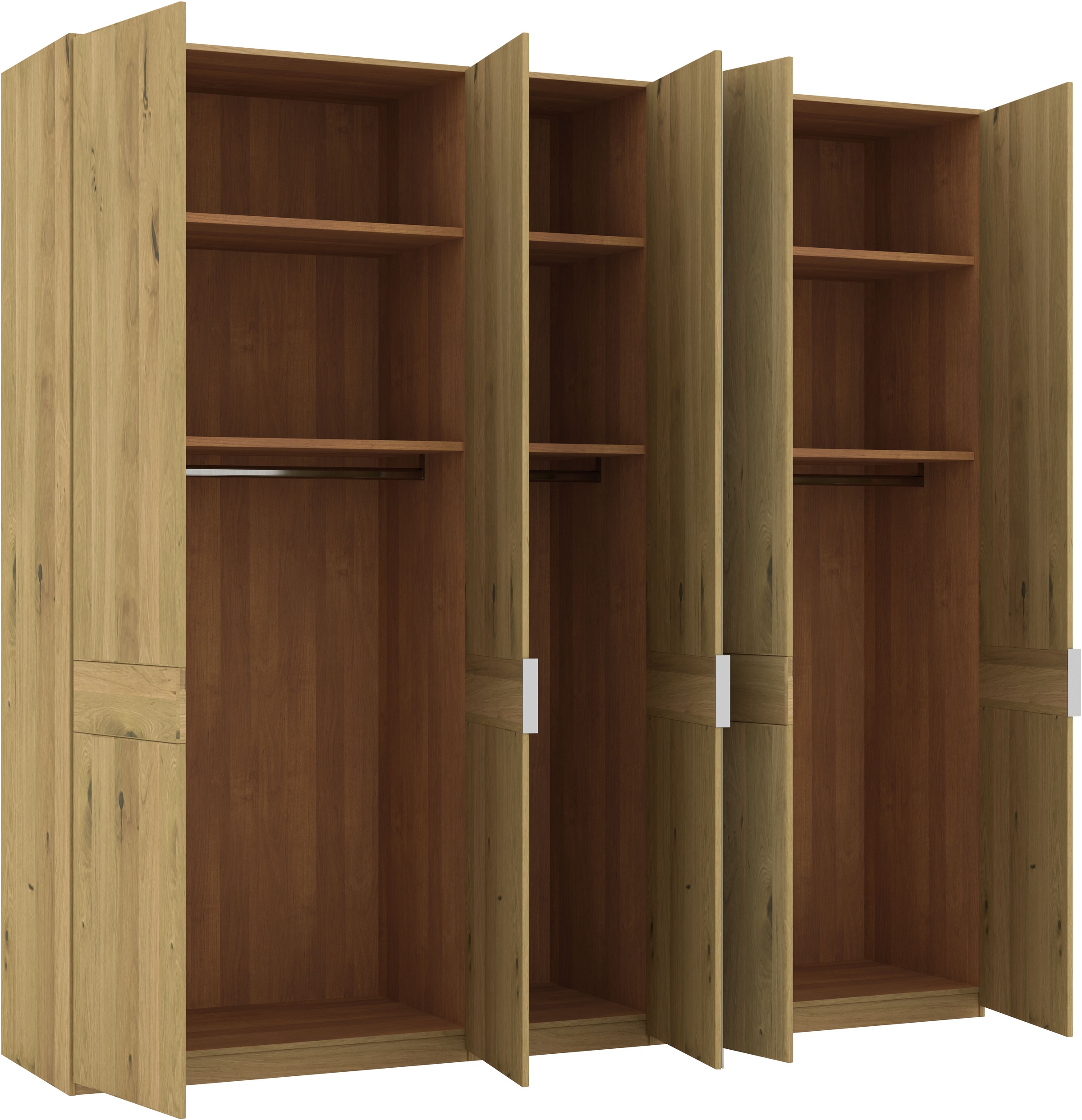 Musterring Drehtürenschrank »Savona, Kleiderschrank, Schrank, Garderobe, teilmassiv Eiche«, (mit Türdämpfern, mit Spiegel oder Glas, extra Böden, MADE IN GERMANY), Türen in Bianco-Eiche massiv, Spiegel-/Glastüren, verschiedene Größen
