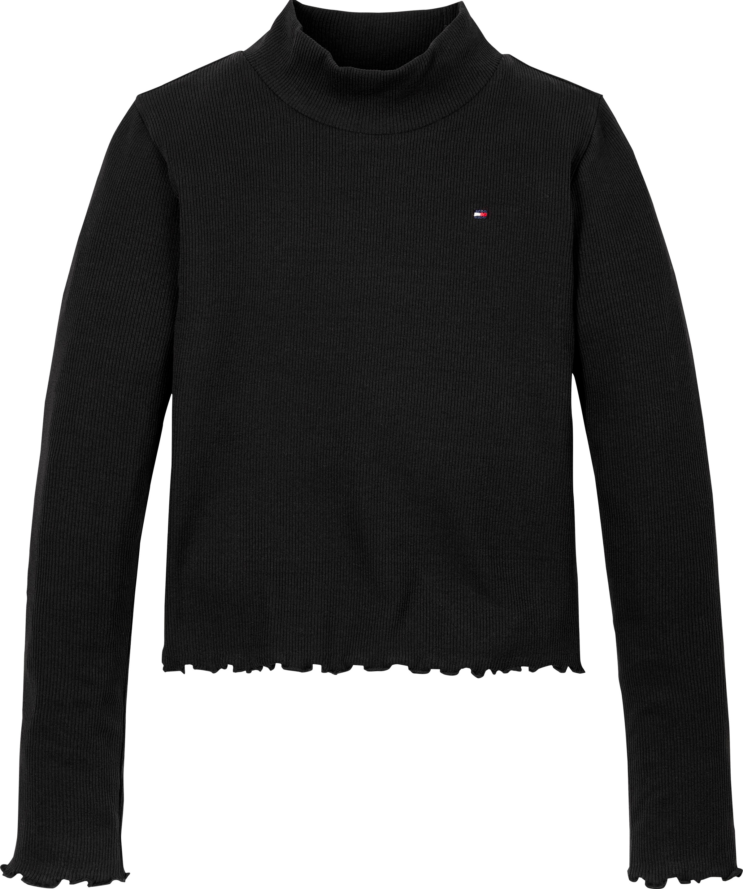 Tommy Hilfiger Langarmshirt »MOCK NECK RIB TOP LS«, mit Babylock-Saum, Logostickerei