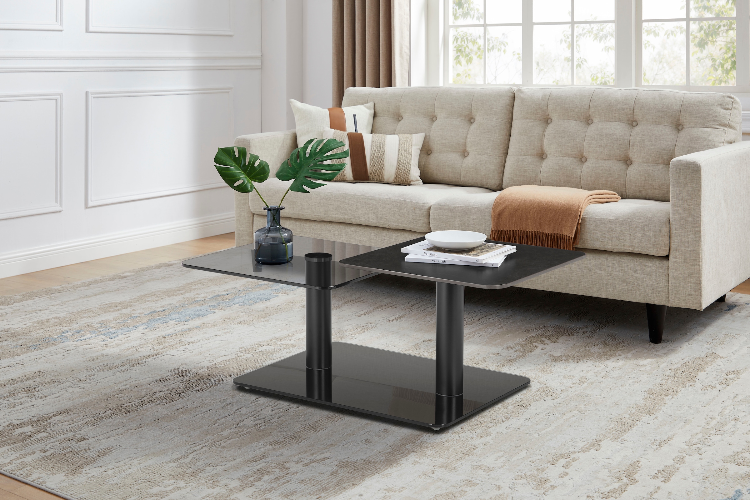 OTTO home Couchtisch »Craco« mit verschiebbarer Ablagefläche im puristischen Design