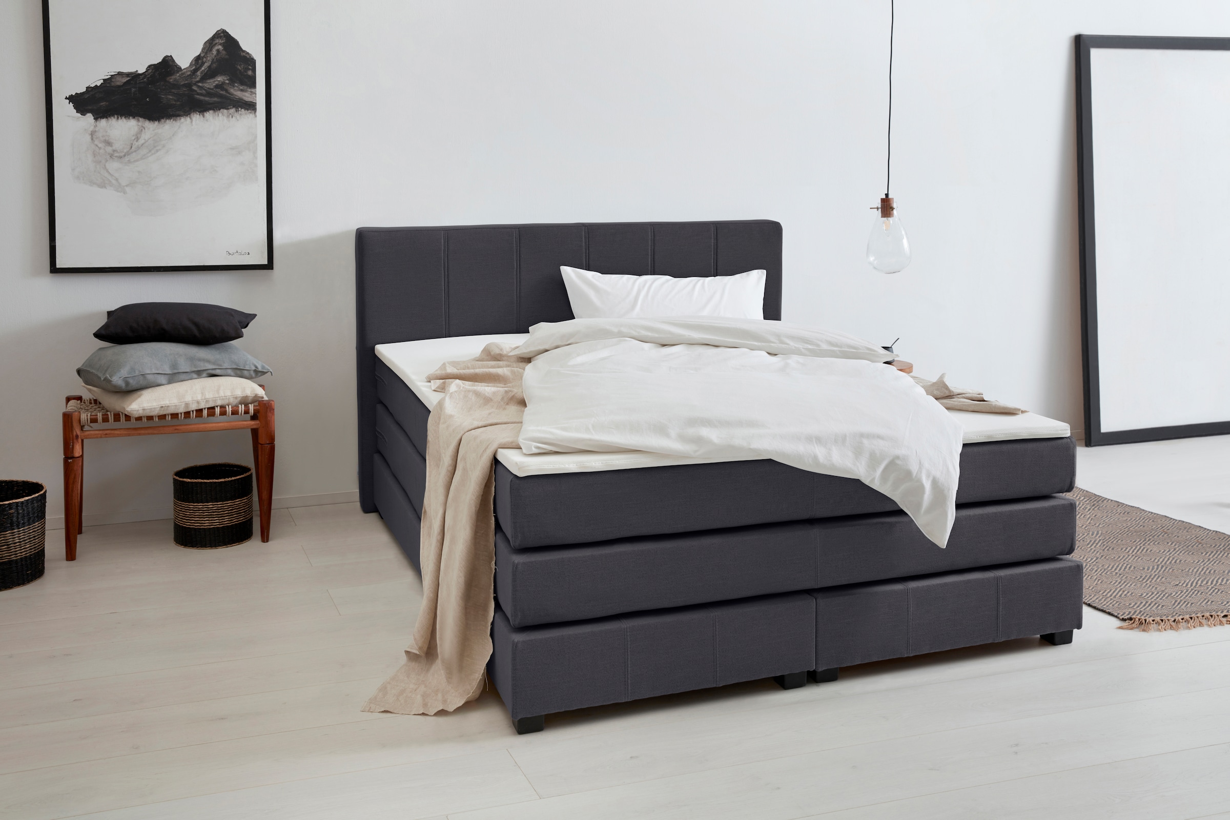 OTTO products Boxspringbett »Peetu«, Taschenfederkern-Matratze, in 4 Breite günstig online kaufen