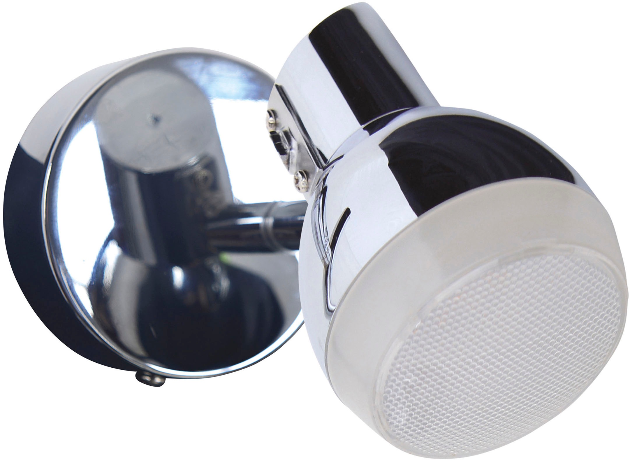näve LED Wandstrahler »Chromey«, 1 flammig, Leuchtmittel LED-Modul | LED fest integriert, 1er Spot chromfarben, Lichtfarbe warmweiß, Metall, Acryl, D: 8cm