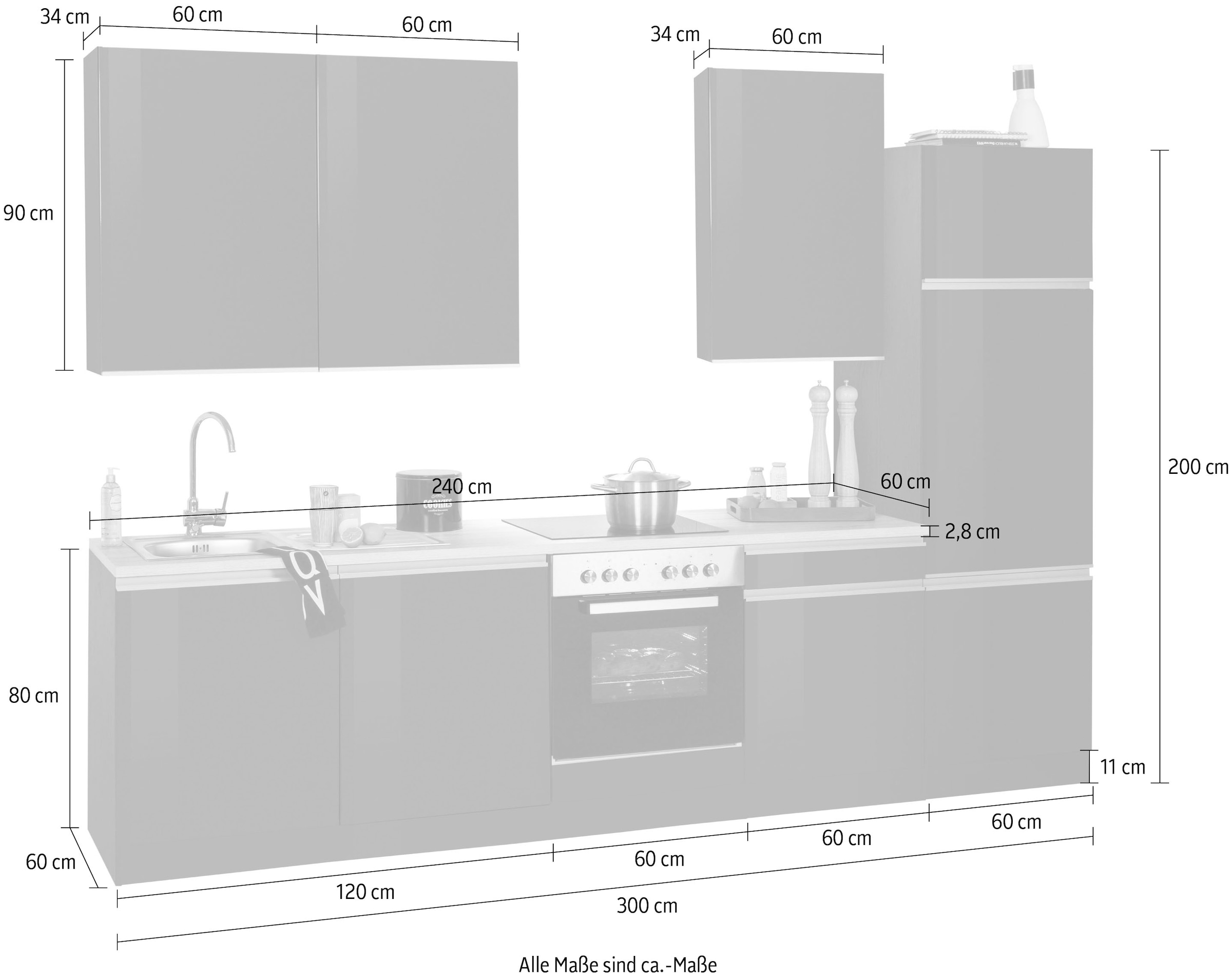 300 MÖBEL Küchenzeile E-Geräte, Rechnung HELD »Ohio«, bestellen ohne auf Breite cm