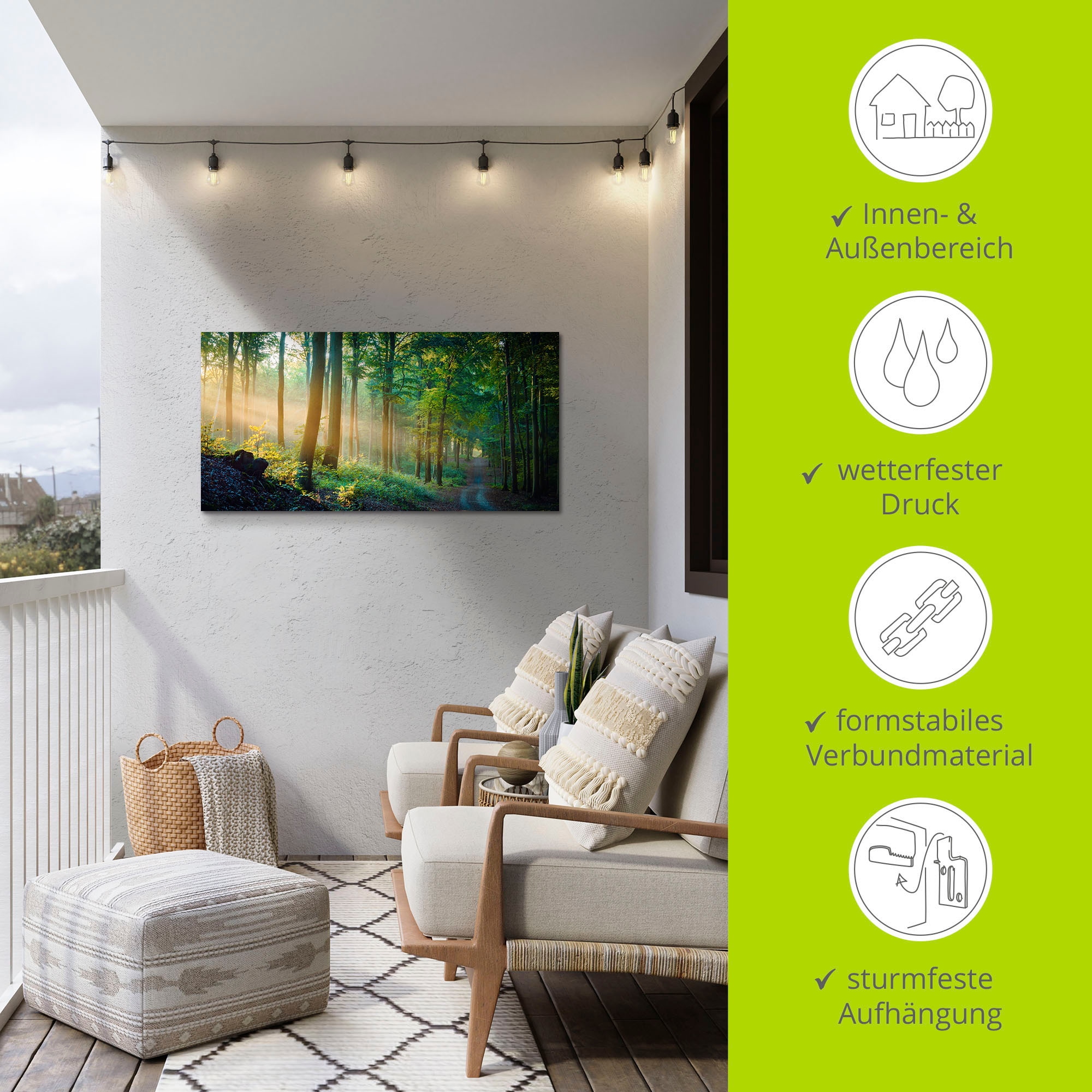 Artland Alu-Dibond-Druck »Herbstmorgen im Wald« Waldbilder 1 Stk. tlg. als Alubild, Outdoorbild, Leinwandbild, Poster in verschied. Größen