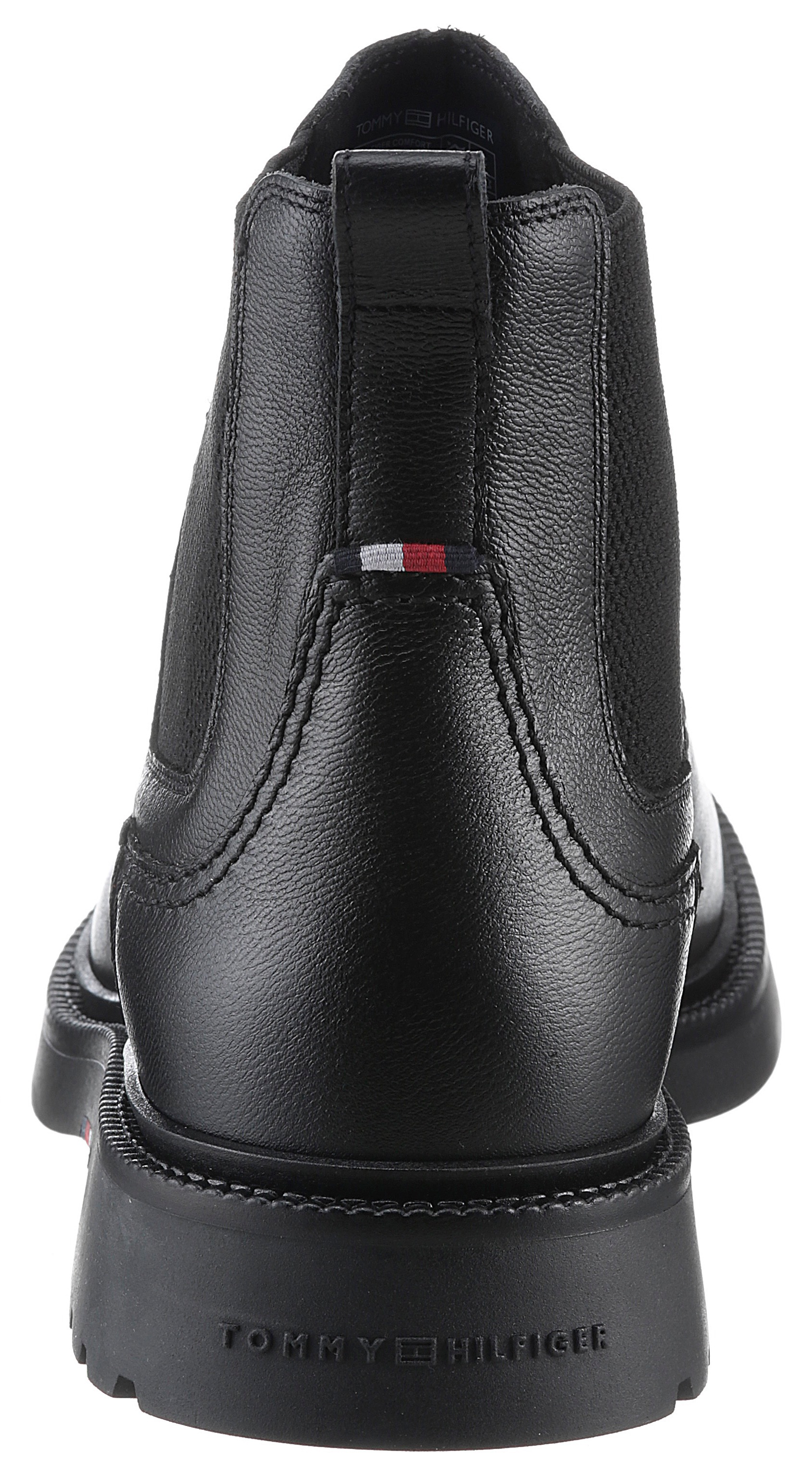 Tommy Hilfiger Chelseaboots »HILFIGER COMFORT LWT LTH CHELSEA«, Blockabsatz, Businessschuh, Stiefelette, Schlupfschuh mit Ziernähten