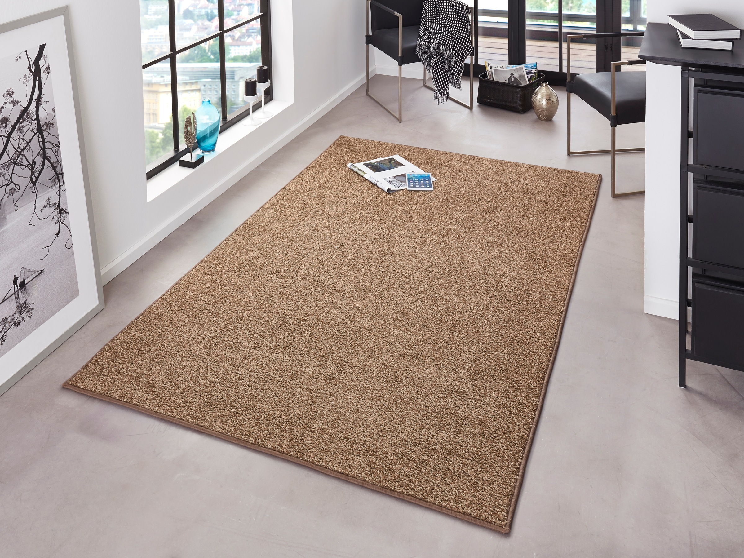 HANSE Home Teppich »Pure 100 Kurzflor«, rechteckig, 13 mm Höhe, Kurzflor, uni, umkettelt, Läufer, Wohnzimmer, Kinderzimmer, Flur