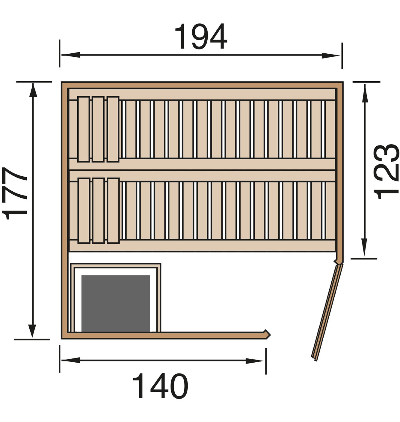 weka Sauna »Elementsauna KIRUNA 2« vorgefertigte Elemente, 230 Volt Anschluss, moderne Ganzglastür