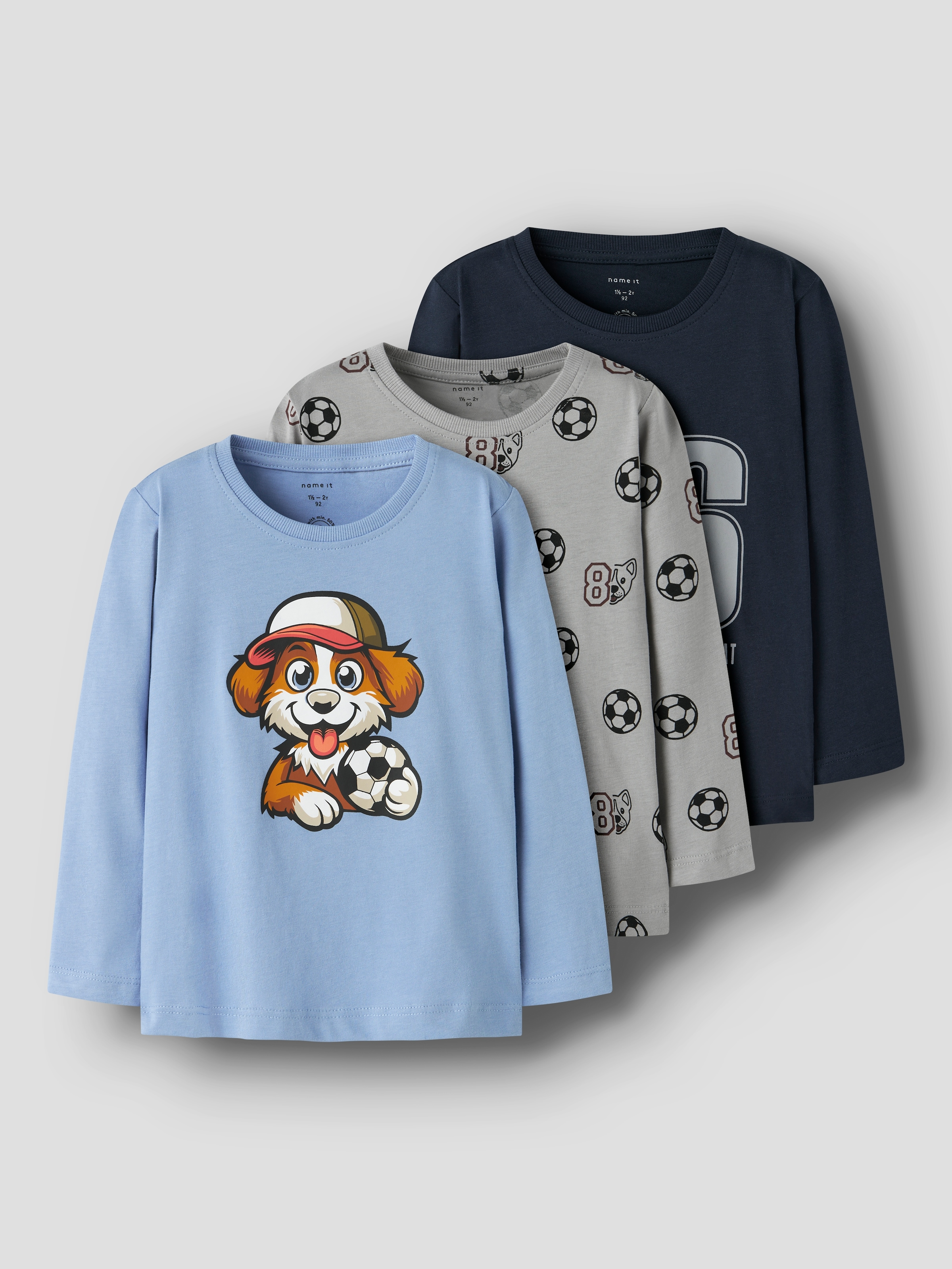 Name It Langarmshirt »NMMNIKO 3P LS TOP« Packung, 3 Stk. Baumwolle, regular fit