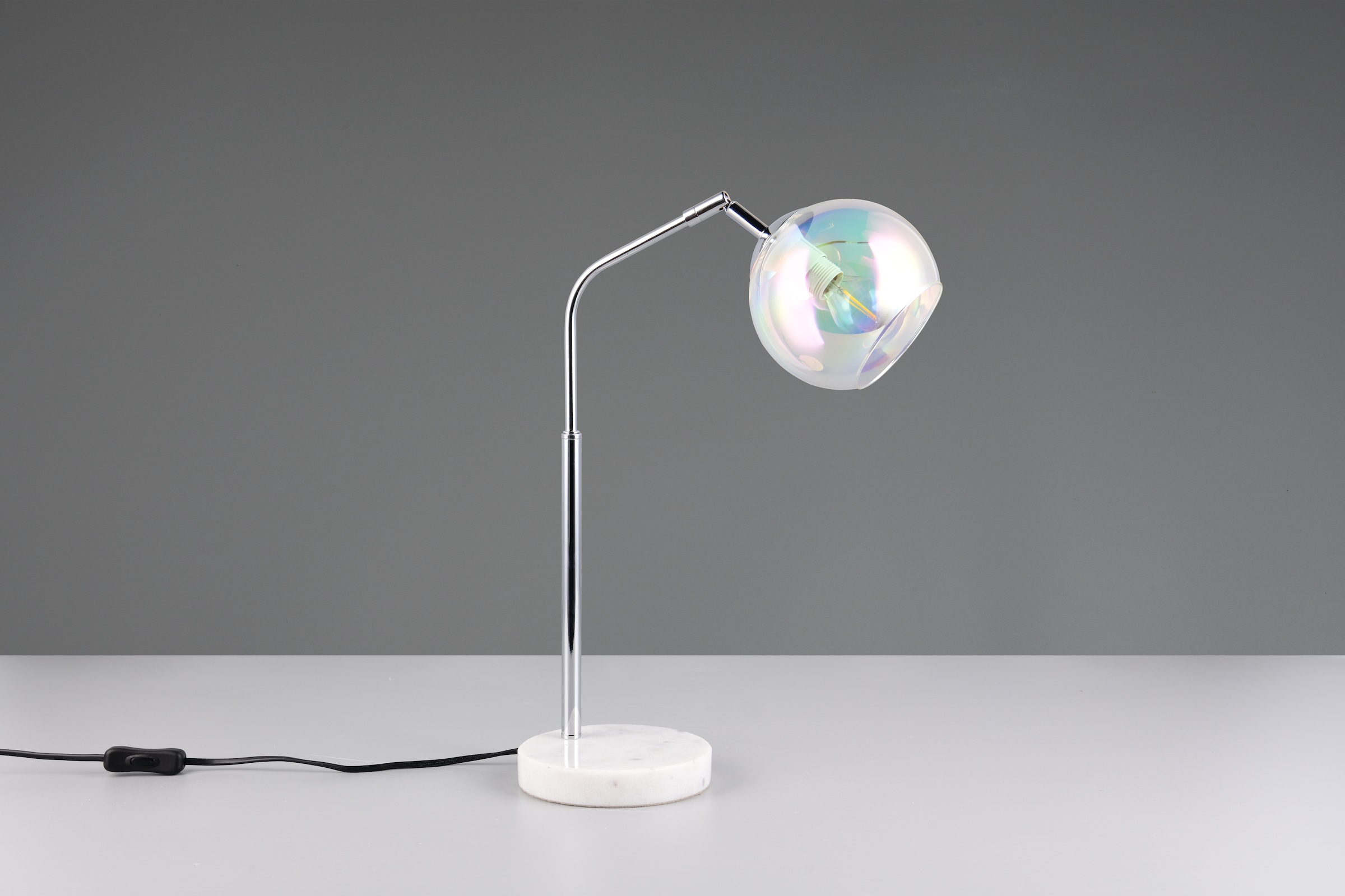 TRIO Leuchten Schreibtischlampe »PAXTON, exkl. 1x E14 max 10W, Leseleuchte Nachttischlampe«, 1 flammig, Leuchtmittel E14 | Leuchtmittel wechselbar, mit Glas Lampenschirm, Schnurschalter, Höhe 45 cm, Tiefe 28 cm