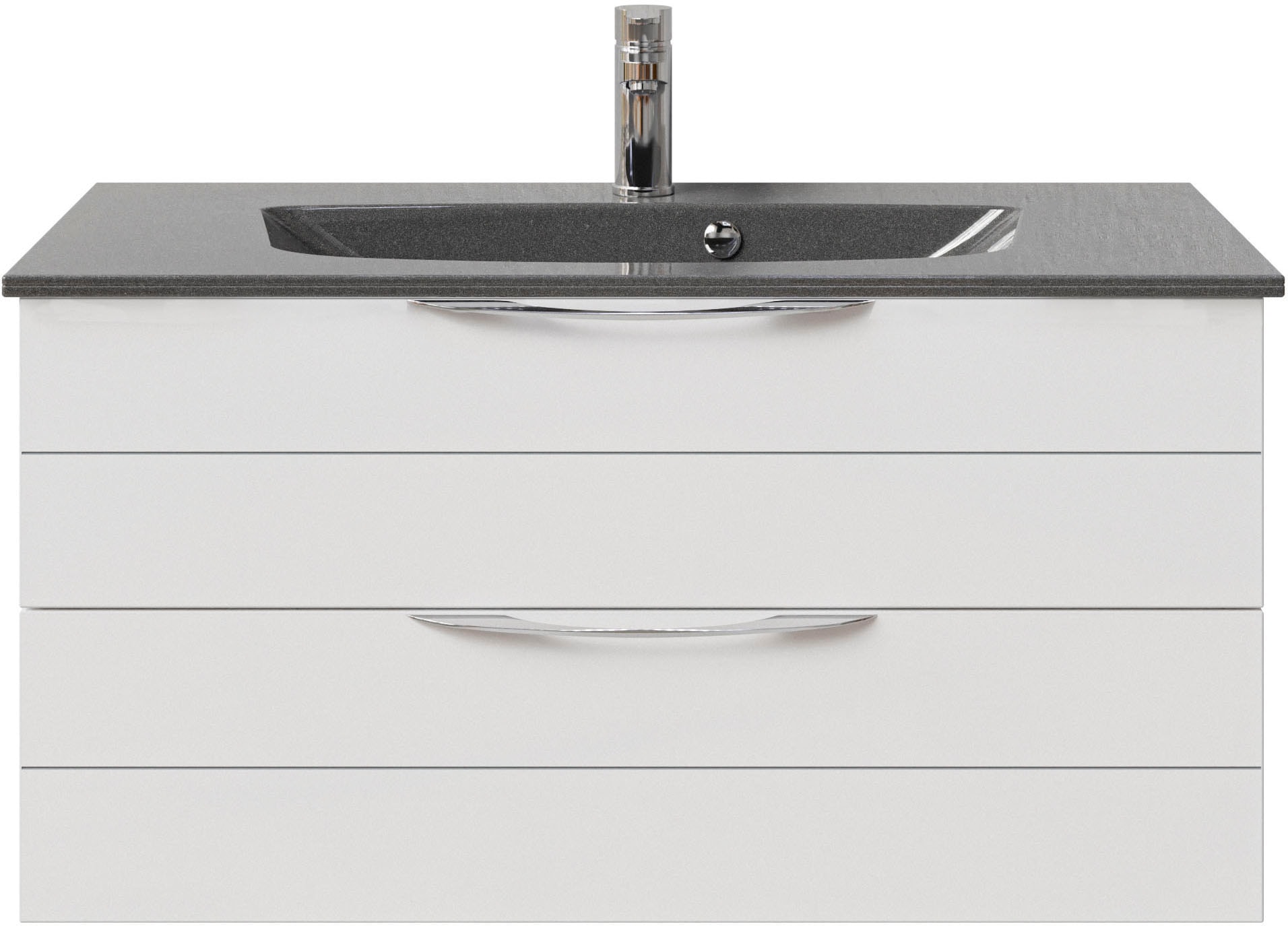 Saphir Waschtisch »Serie 6025 Mineralmarmor-Waschtisch mit Unterschrank, 97 cm breit«, Waschplatz mit 2 Schubladen, hängend, verschiedene Ausführungen