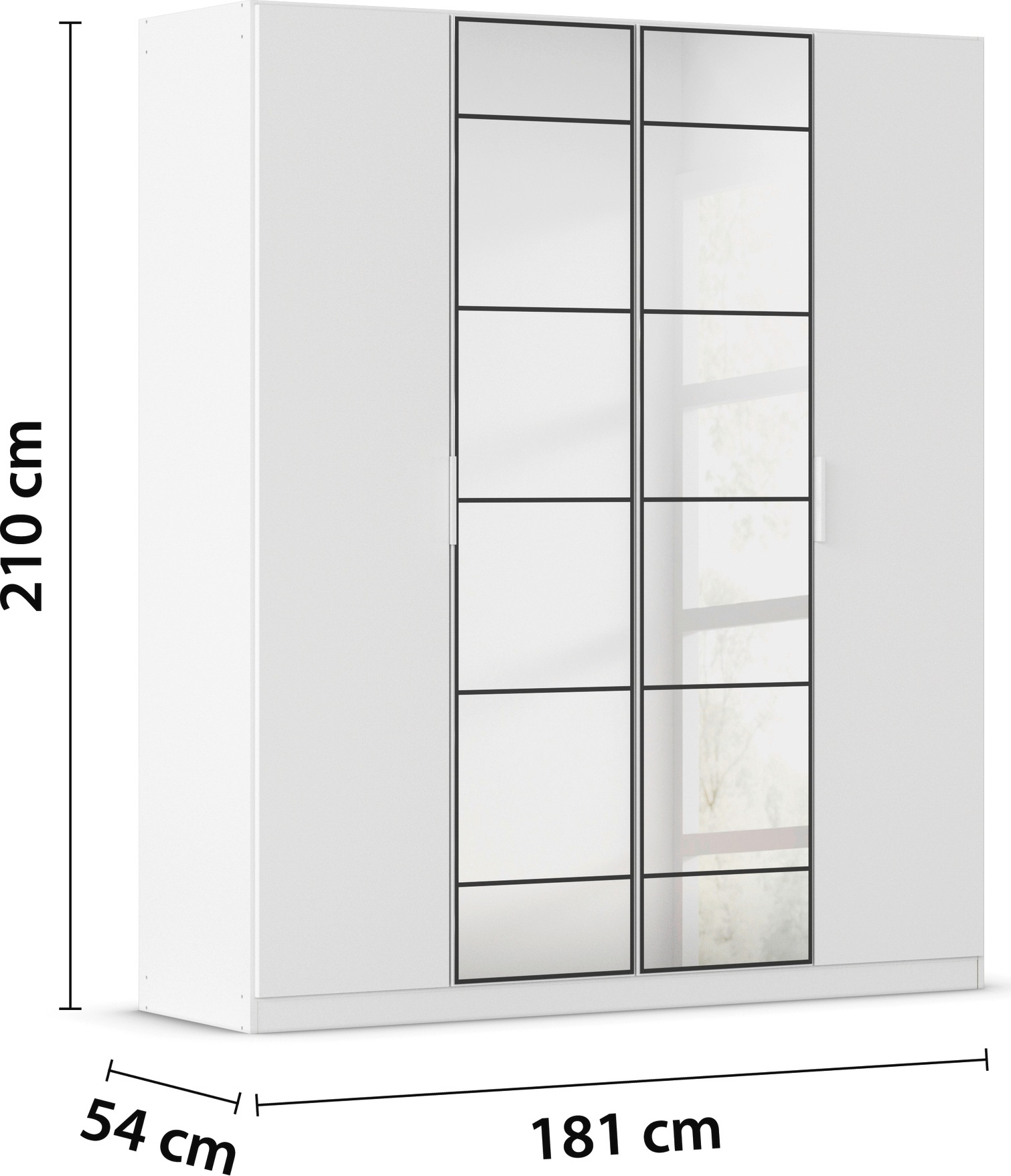 rauch Drehtürenschrank »Kleiderschrank Schrank Garderobe Schlafzimmerschrank ACERO« Breiten 181/226/271 cm, Höhe 210 cm,  Mitteltüren mit Spiegel in moderner Loft-Optik MADE IN GERMANY