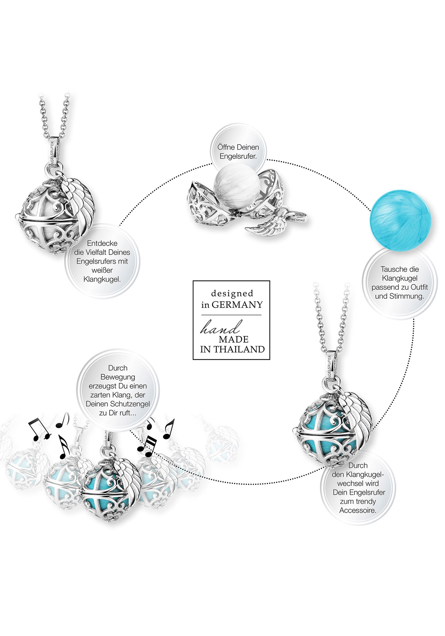 3. Bild von Engelsrufer Kette mit Anhänger »Schmuck Geschenk, Engelsrufer Relaunch mit Flügelanhänger, ERN-ER23«, (Set, inkl. Klangkugel)