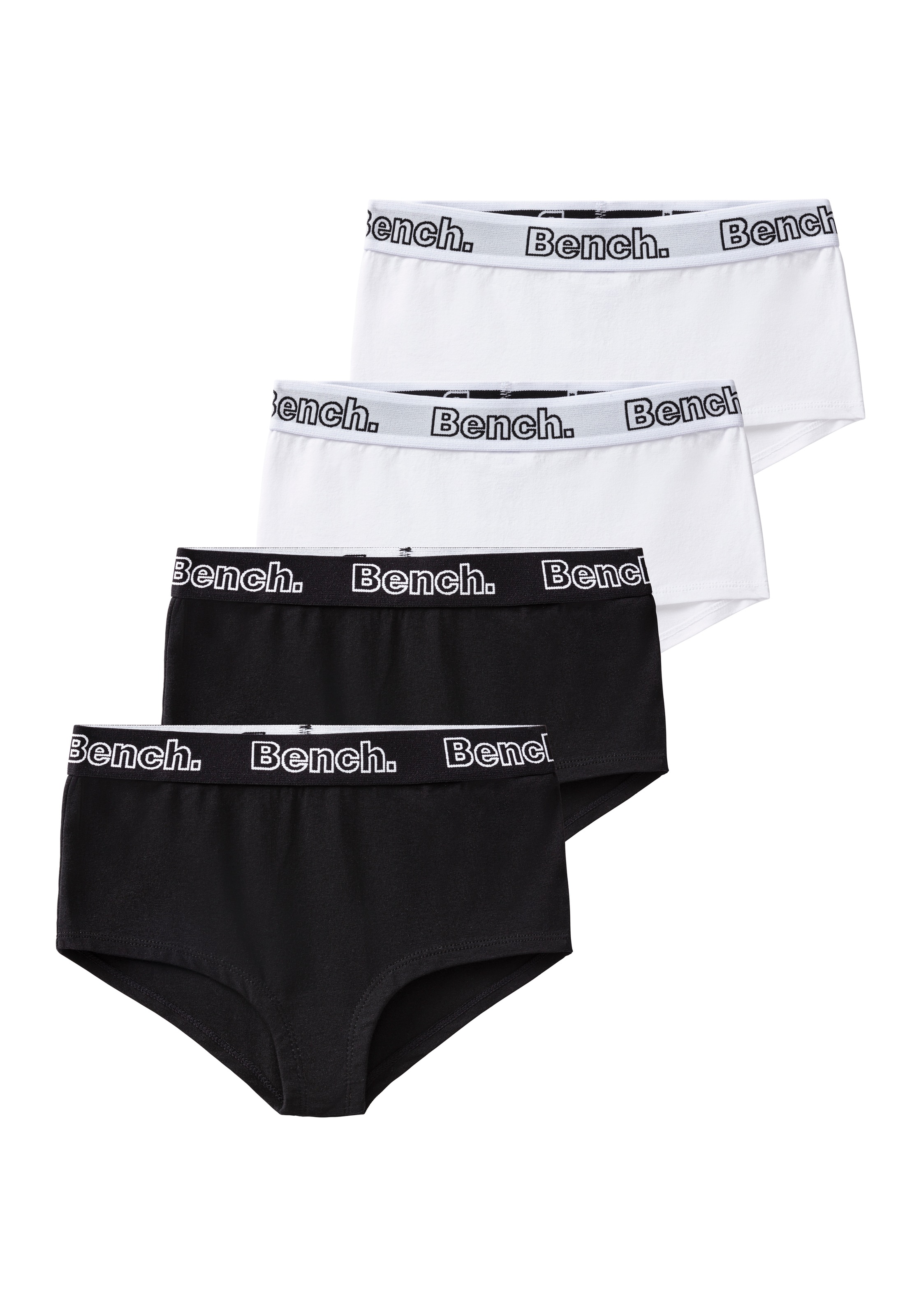 BENCH. Panty Packung, 4 Stk. tlg., mit schwarzem Logo Webbund schwarz / weiß 146/152 146/152 Panty von BENCH