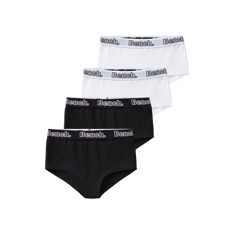 BENCH. Panty Packung, 4 Stk. tlg., mit weichem Logo Webbund schwarz / weiß 122/128 122/128 Panty von BENCH