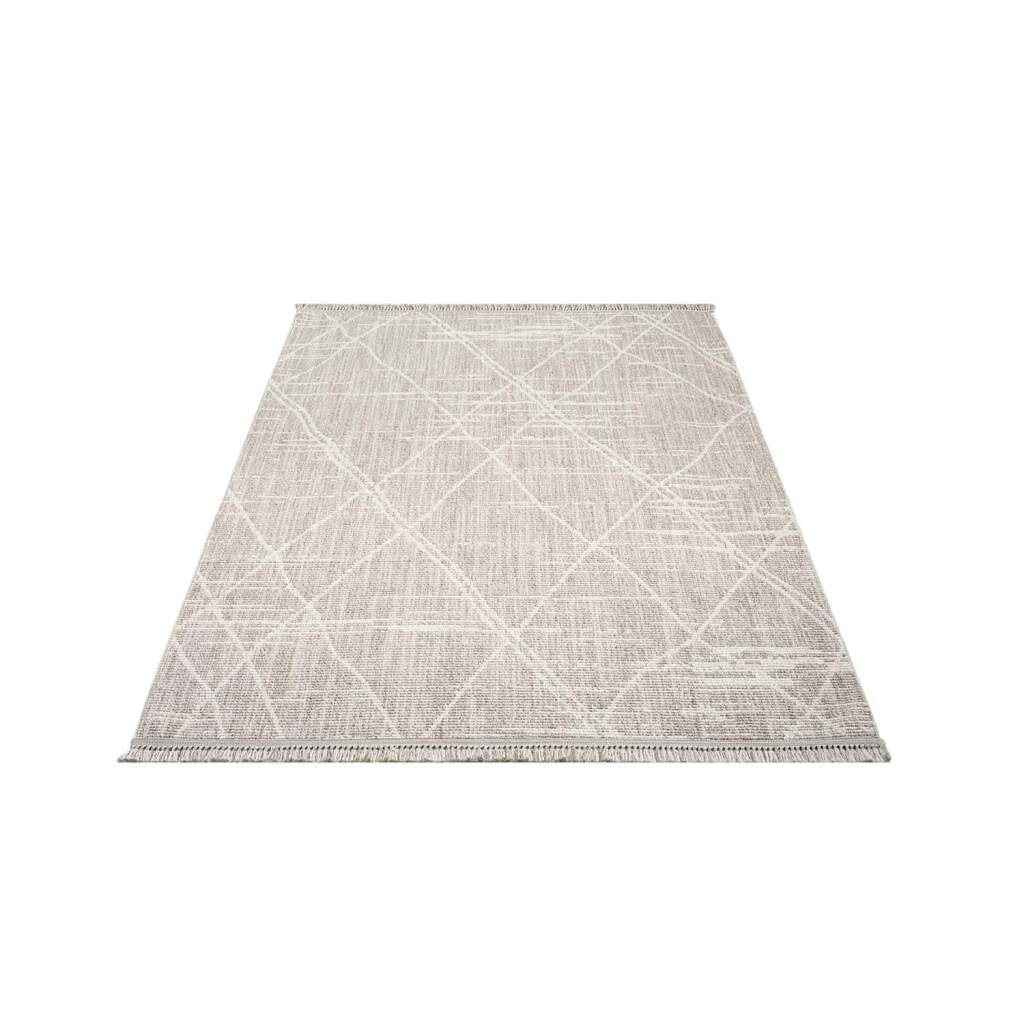 Carpet City Teppich »CLASICO 9162«, rechteckig, 11 mm Höhe, Läufer, Kurzflor, Hochtief-Muster, Boho, Fransen, Wohnzimmer