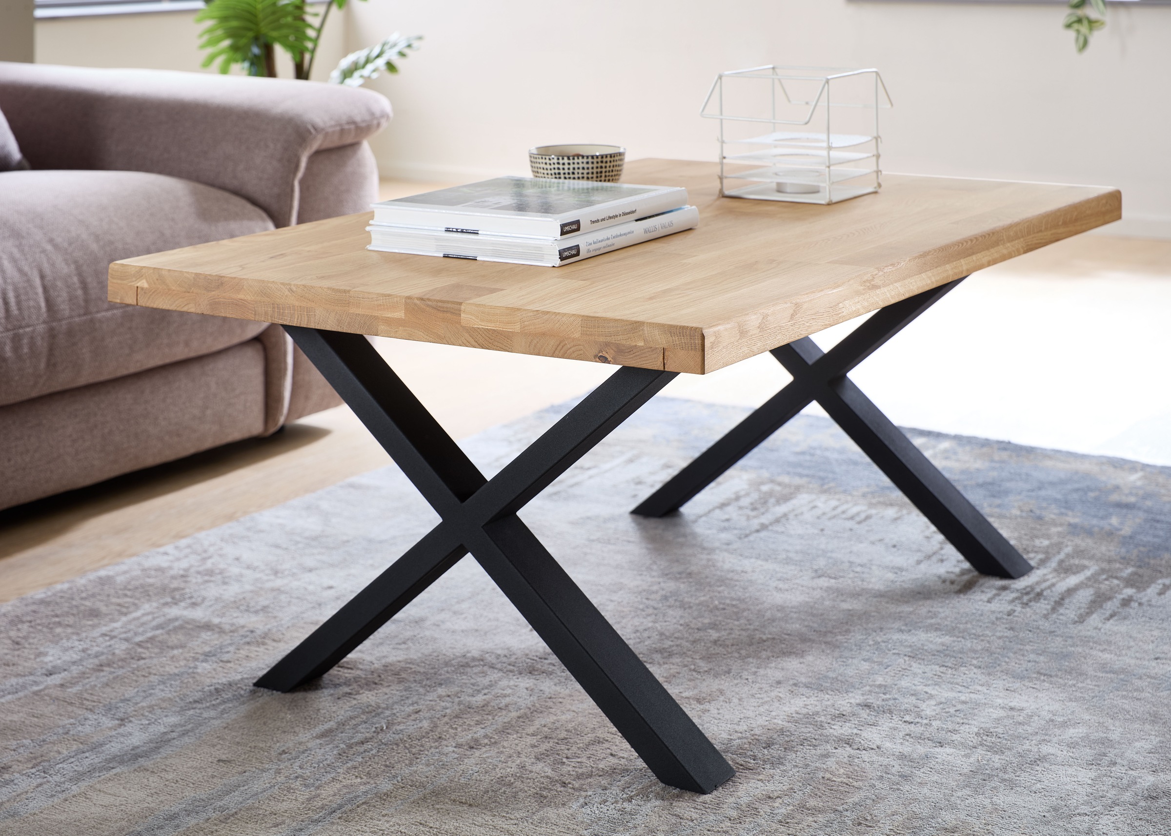 Stolkom Couchtisch »Chris Wohnzimmertisch Eiche Massivholz, BxHxT 110x47x70 günstig online kaufen