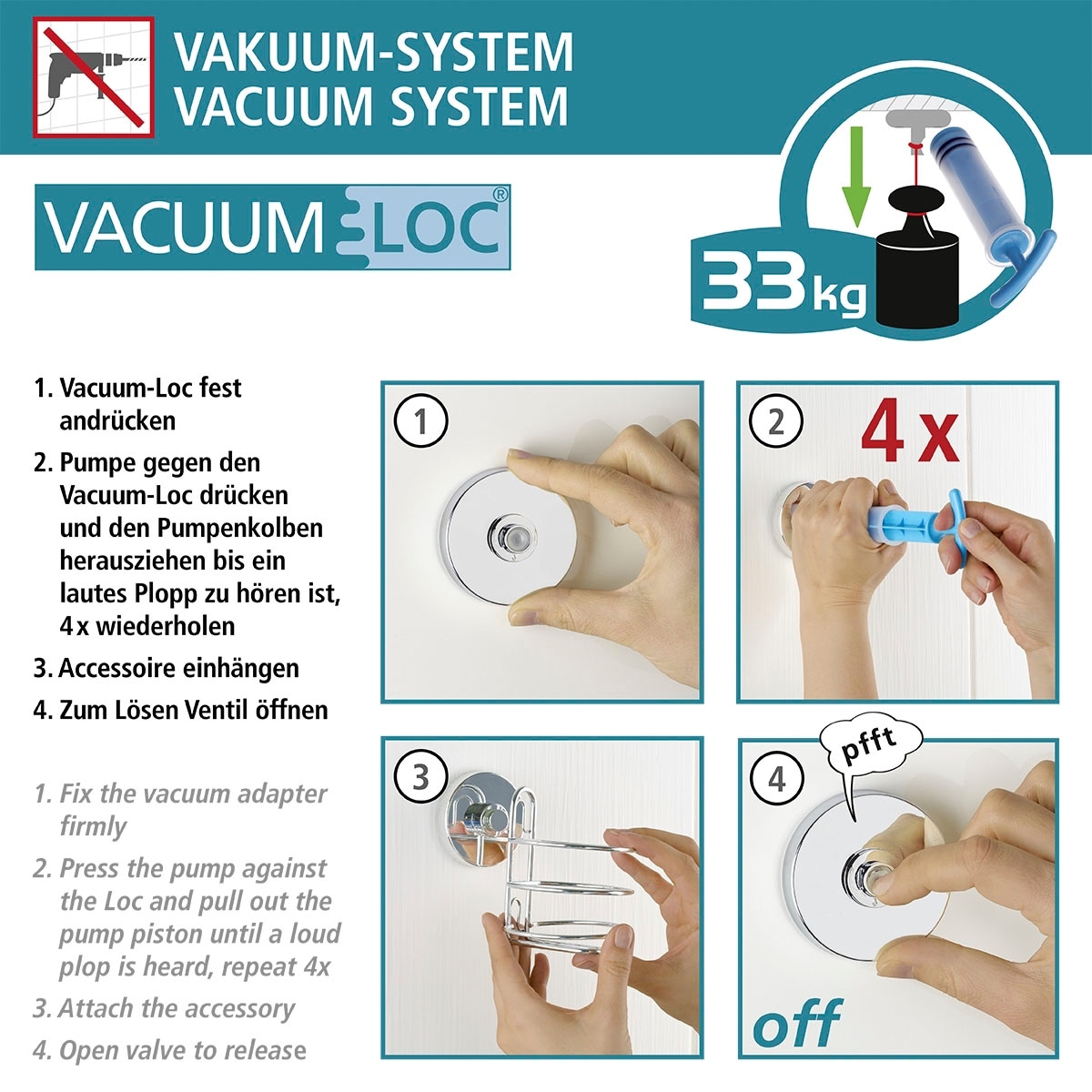 WENKO Duschablage »Vacuum-Loc«, 1 Etage