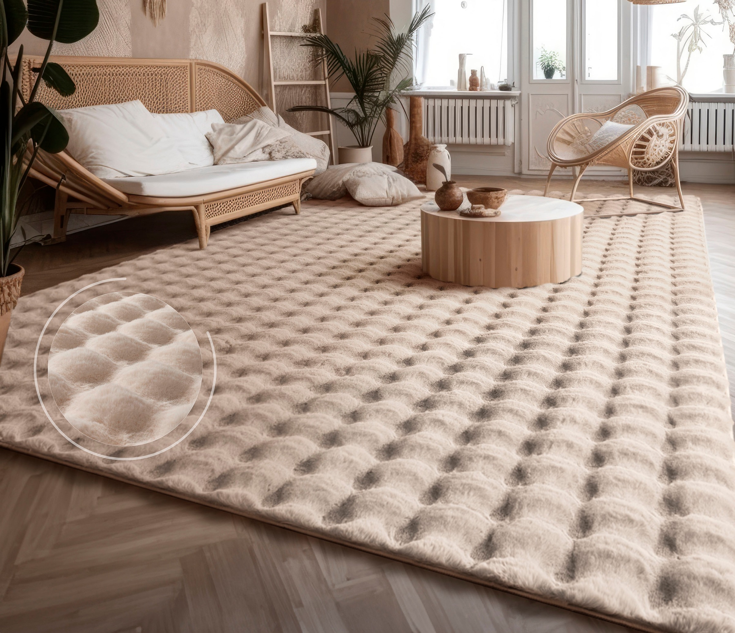 Paco Home Hochflor-Teppich »Arnheim 741«, rechteckig, 34 mm Höhe, Uni Farben, modernes Design, besonders weich, Hoch-Tief Effekt