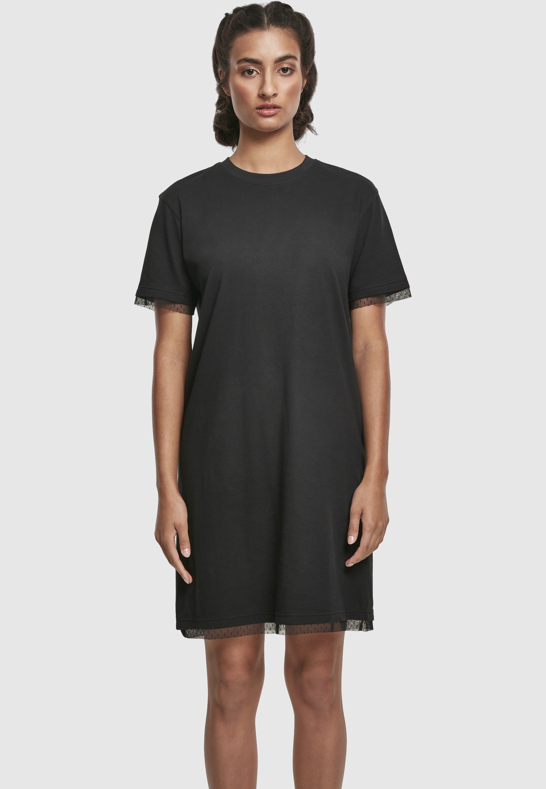 URBAN CLASSICS Shirtkleid »Urban Classics Damen Ladies Boxy Lace Hem Tee Dress« 1 Stk. tlg.