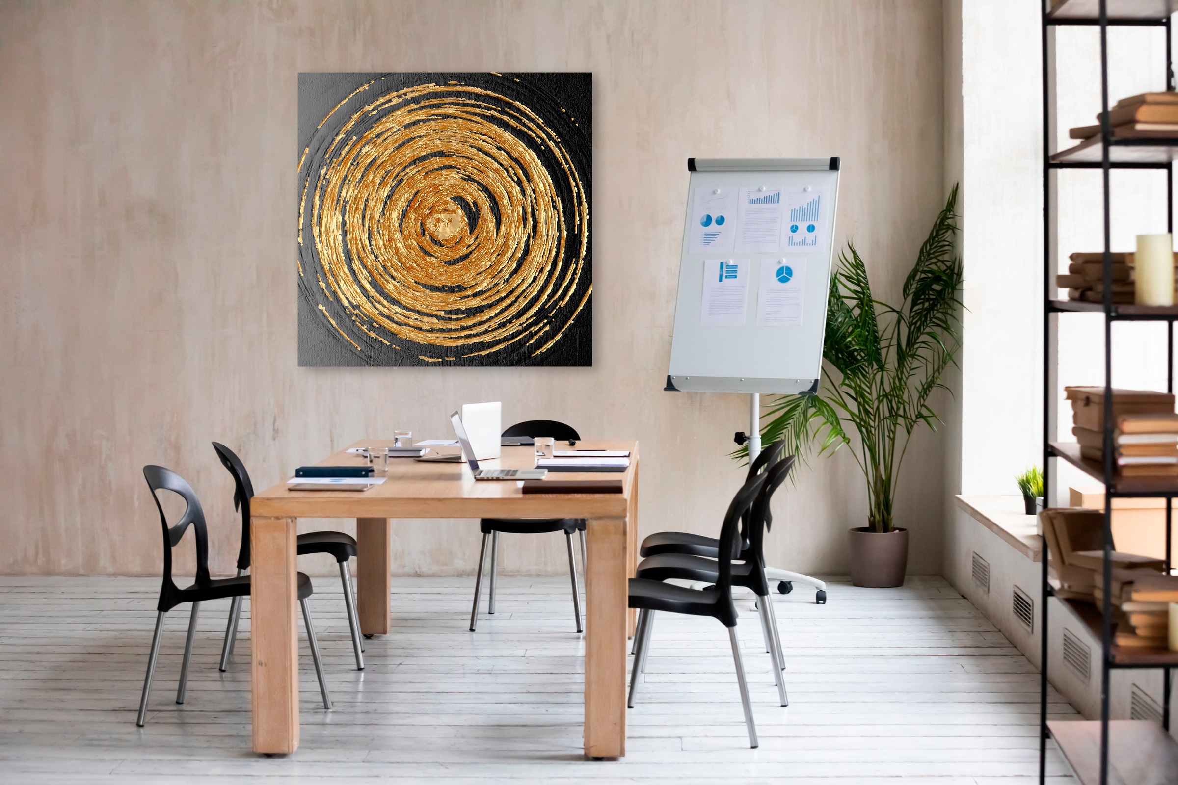 Leonique Leinwandbild »Black and Gold«, Abstrakt-Kunst-Modern-Formen, (1 St günstig online kaufen