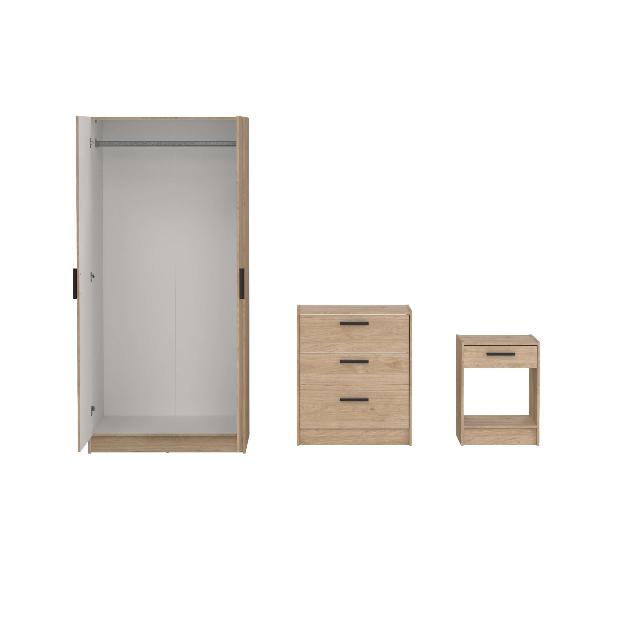 INOSIGN Schlafzimmer-Set »Escape für Schlafzimmer, Jugendzimmer«, (Set, 3 tlg.), bestehend aus Kleiderschrank, Kommode, Nachttisch