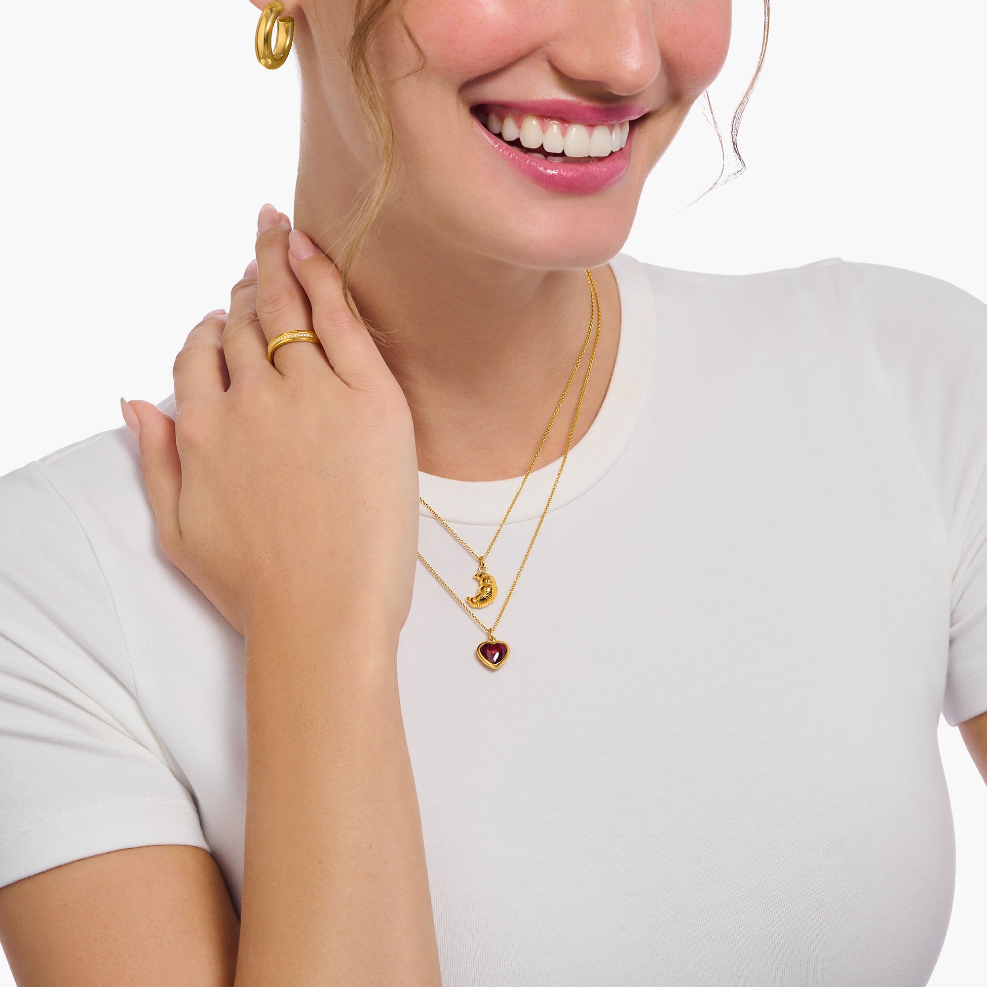 THOMAS SABO Kette mit Anhänger »Croissant-Anhänger, KE2229-413-39-L45V«