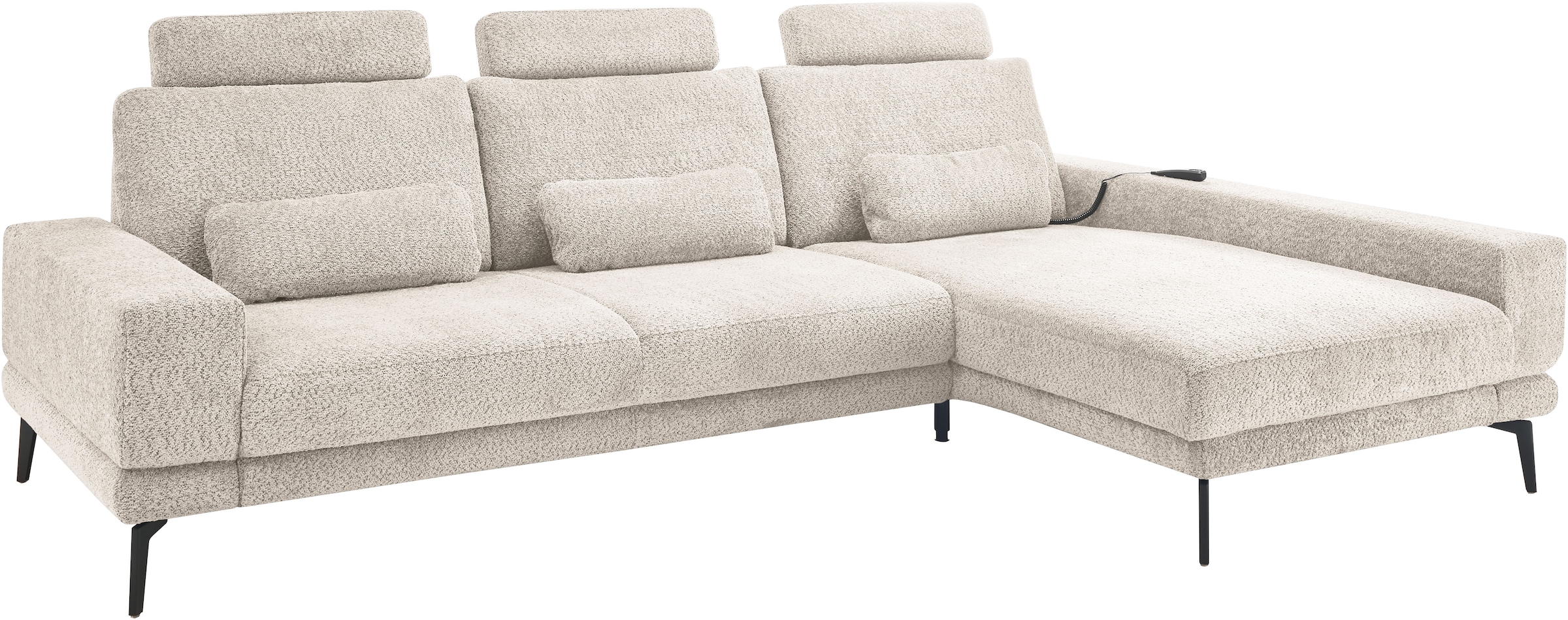set one by Musterring Ecksofa »SO 3600, inkl motor. Sitztiefenverstellung, Kopfstützen, Nierenkissen«, Sitzhöhe 44 cm, Federkern, Breite 293 x Tiefe 180 cm, Kama sand