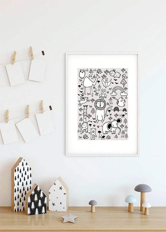Komar Bild »Scribble Park«, Tiere, (1 St.), Wandbild zur Dekoration - ohne Rahmen