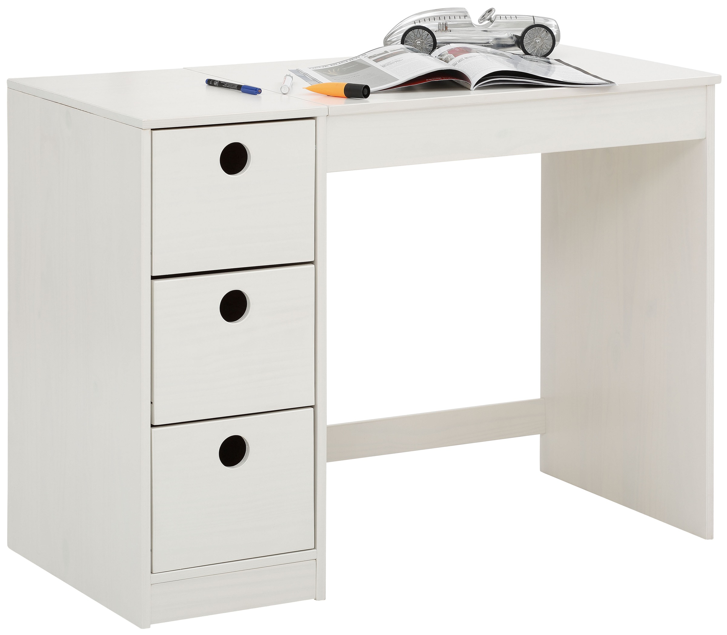 OTTO home Kinderschreibtisch »Alpi« Kiefernholz, Wangengestell, mit 3 Schub günstig online kaufen