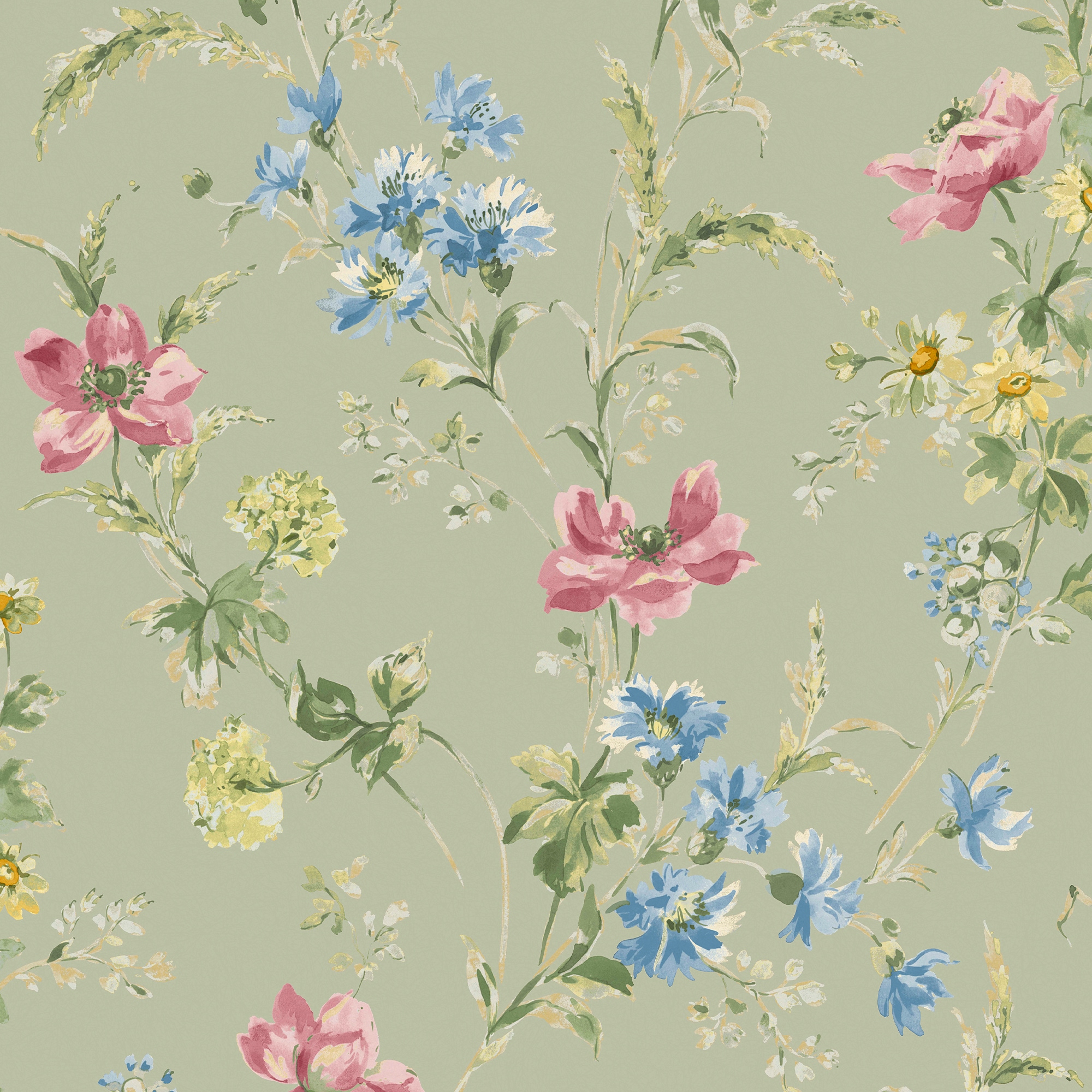LAURA ASHLEY Vliestapete »Poppy Meadow« geblümt glatt 10mx52cm (ca. 5m2)