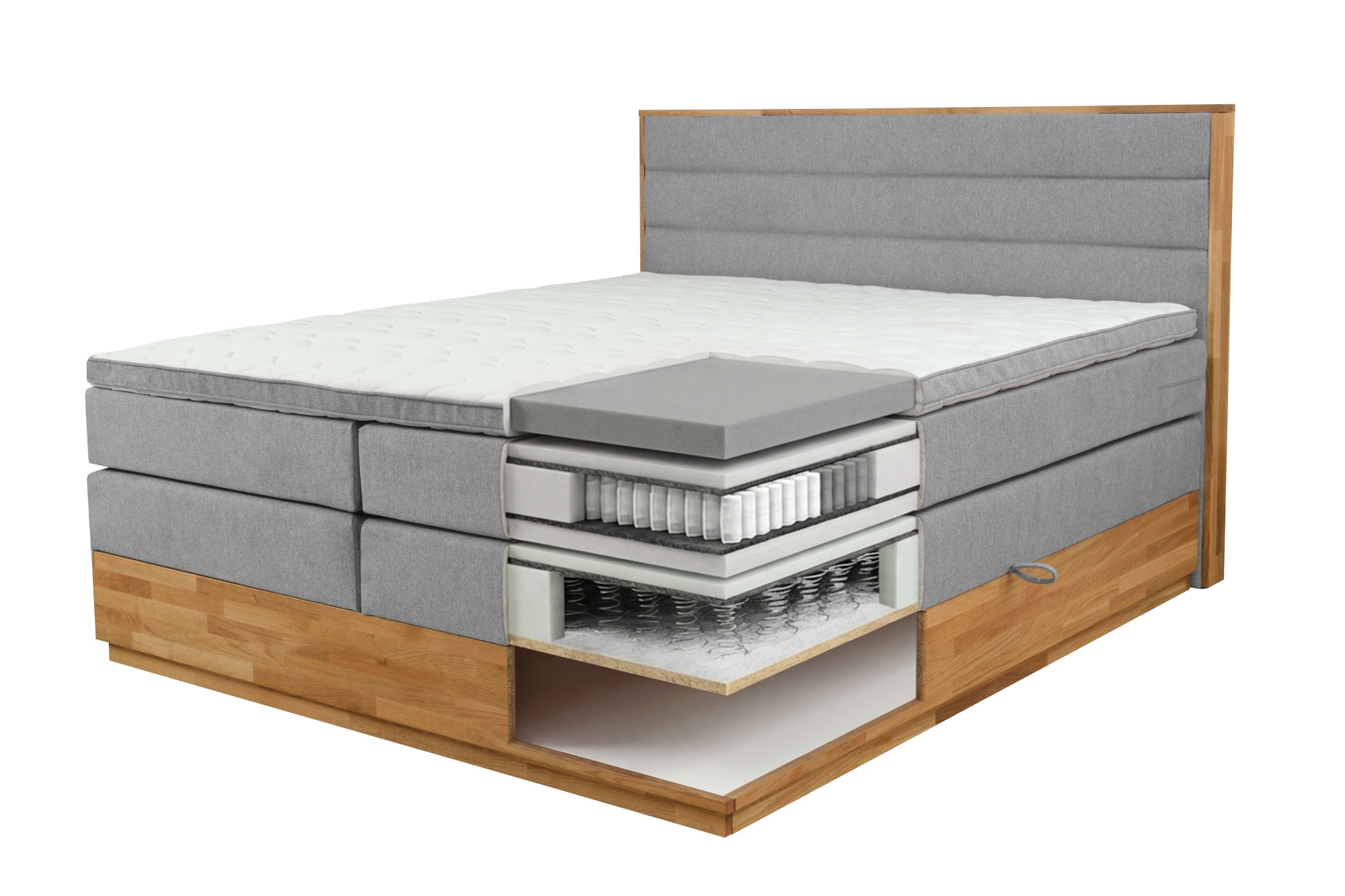 Home affaire Boxspringbett »Evelina, Doppelbett, Polsterbett, Komfortbett, 160 & 180 cm« inkl. 6 cm Topper, zwei Bettkästen, Taschen-Federkernmatratze in H3