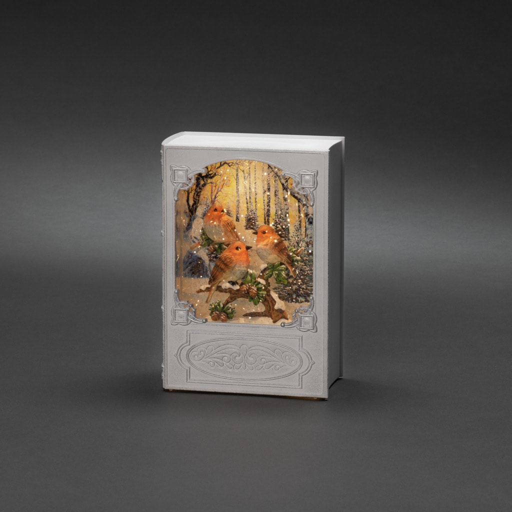 KONSTSMIDE LED Laterne »Wasserlaterne Buch mit Rotkehlchen, Weihnachtsdeko«,  wassergefüllt, 5h Timer, 1 warm weiße Diode auf Raten kaufen