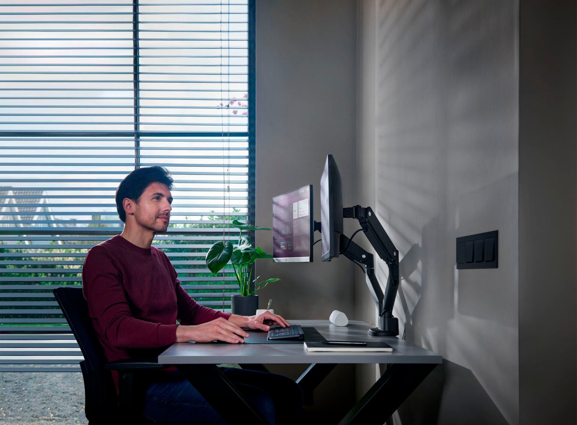 One for All Monitor-Halterung »Solid Dual«, bis 89 cm Zoll