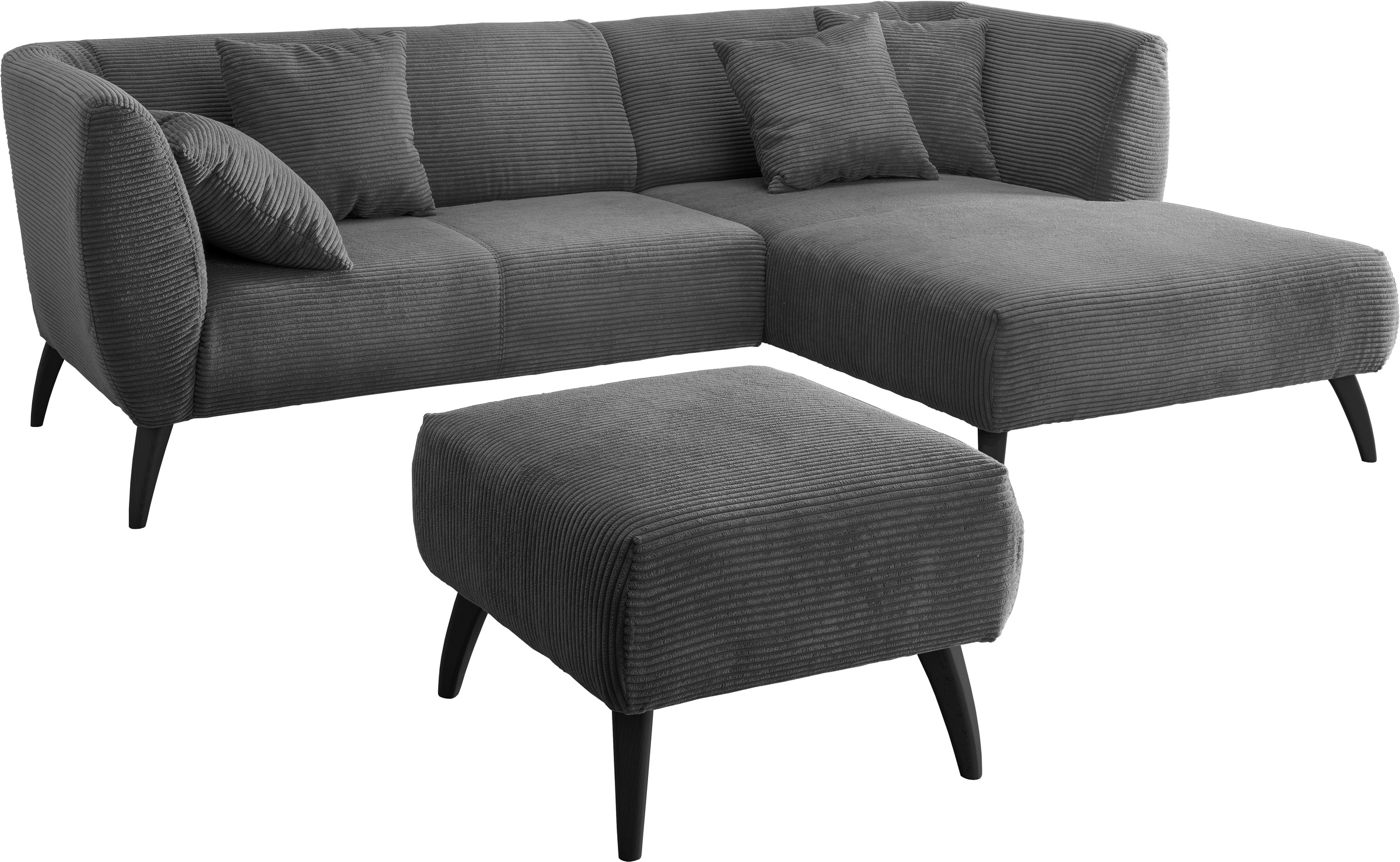INOSIGN Ecksofa »Colori L-Form«, Holzfußfarbe wählbar, inkl. 4x Zierkissen günstig online kaufen