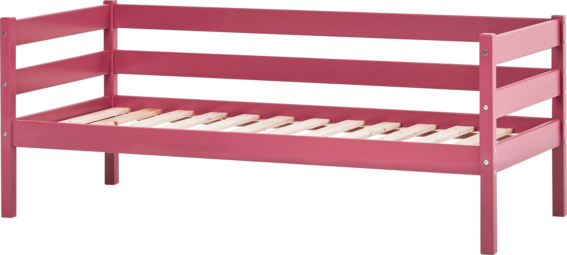 Einzelbett „ECO Comfort“, (Set), mit Rollrost in 8 Farben, wahlweise mit Matratze und Absturzsicherung, baroque rosa Ohne Absturzsicherung