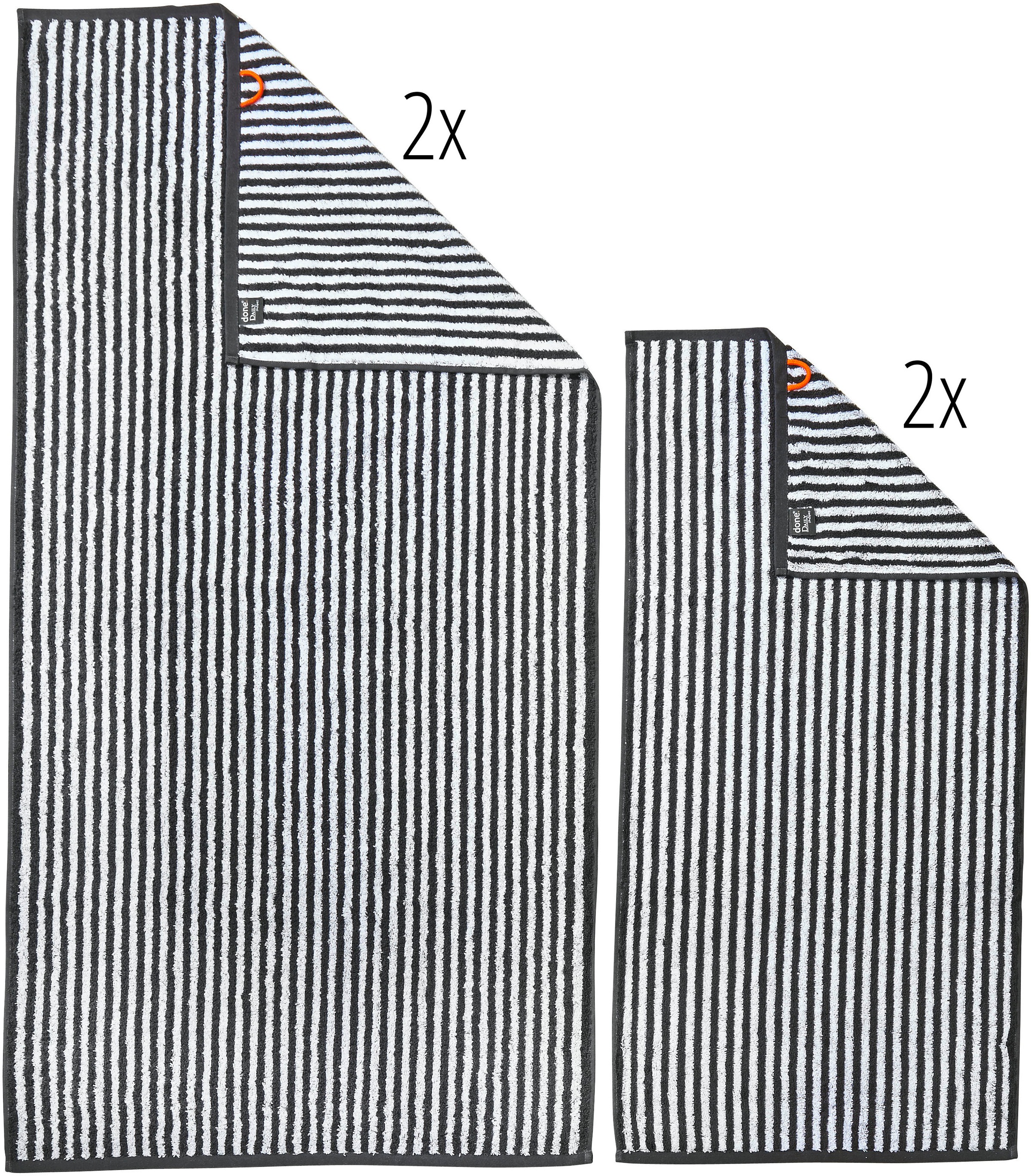 done.® Handtuch Set »DAILY SHAPES«, 4 tlg., Jacquard-Walkfrottier