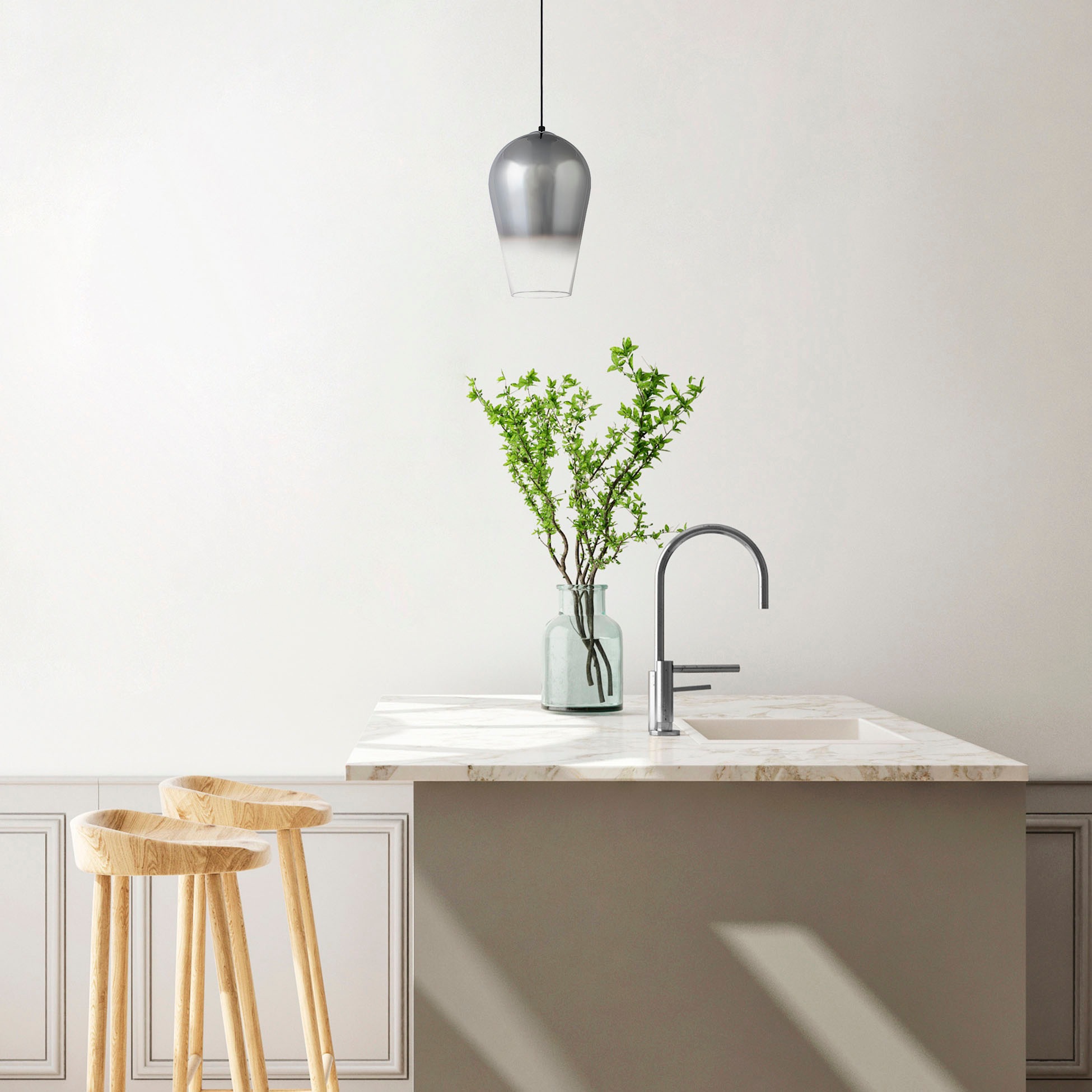Paco Home Pendelleuchte »DALIA«, Leuchtmittel E27 | ohne Leuchtmittel, Esstisch Glas Lampenschirm Hängeleuchte Wohnzimmer Modern E27