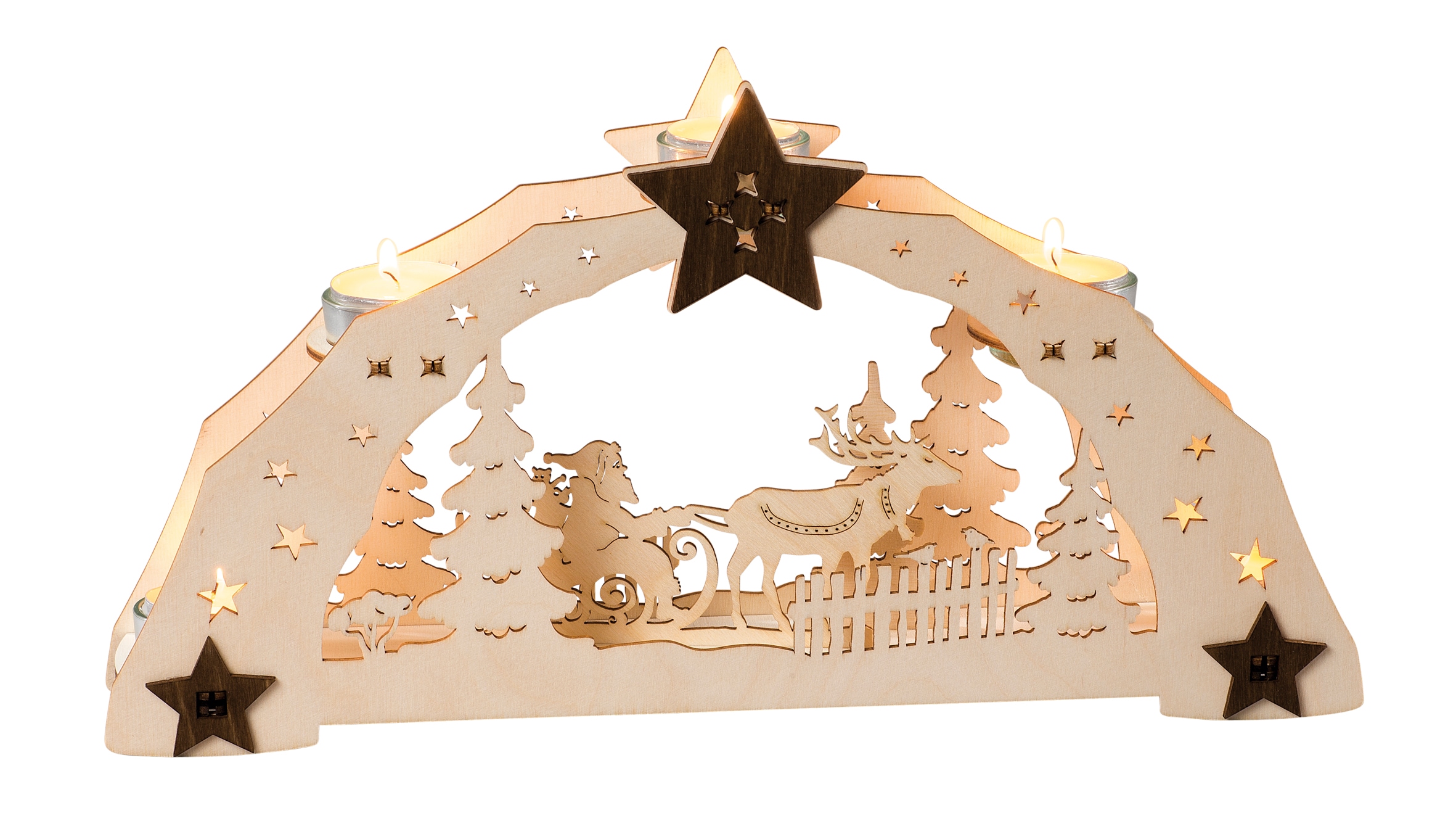 SAICO Original Teelichthalter »Weihnachtsmann auf Schlitten« BxHxT: 38x20x7 günstig online kaufen