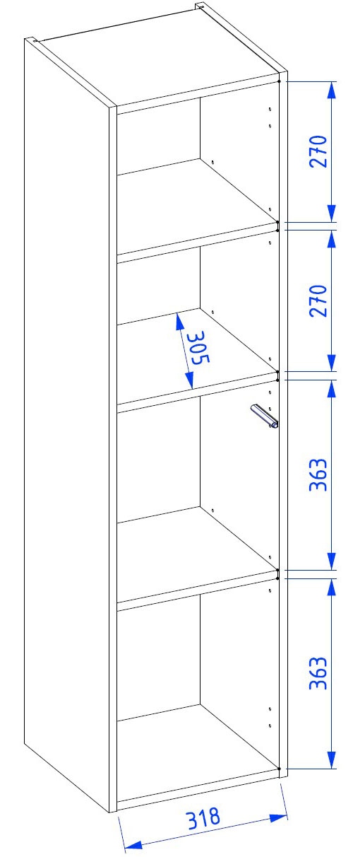 welltime Hängeschrank »FLOW SIMPLE rechts/links montierbar, Breite 35 cm, modernes Design« Schrank mit 3 Einlegeböden, Push-to-open-Function
