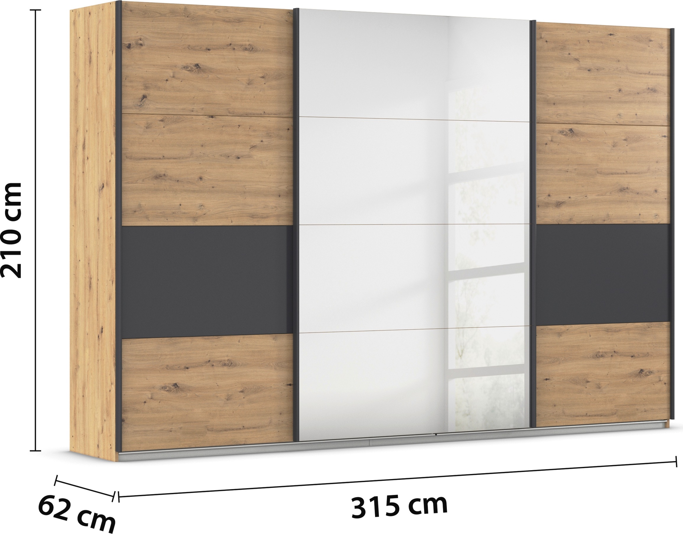 rauch Schwebetürenschrank »Schwebetürenschrank Kleiderschrank Schrank Garderobe CORTONA«, inkl. Inneneinteilung, 2 Stoffboxen und zusätzlichen Einlegeböden