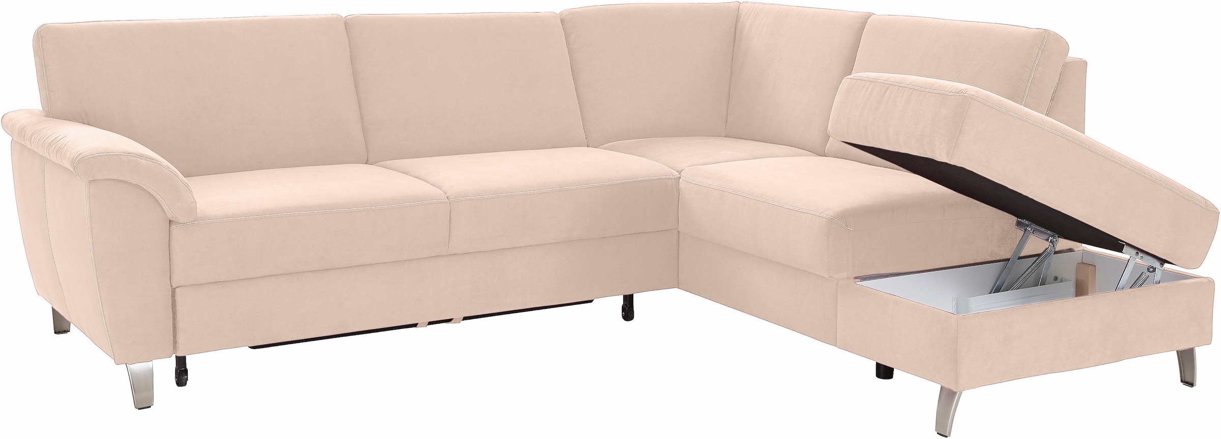 sit&more Ecksofa »Texel L-Form«, mit Federkern, wahlweise mit Bettfunktion und Bettkasten